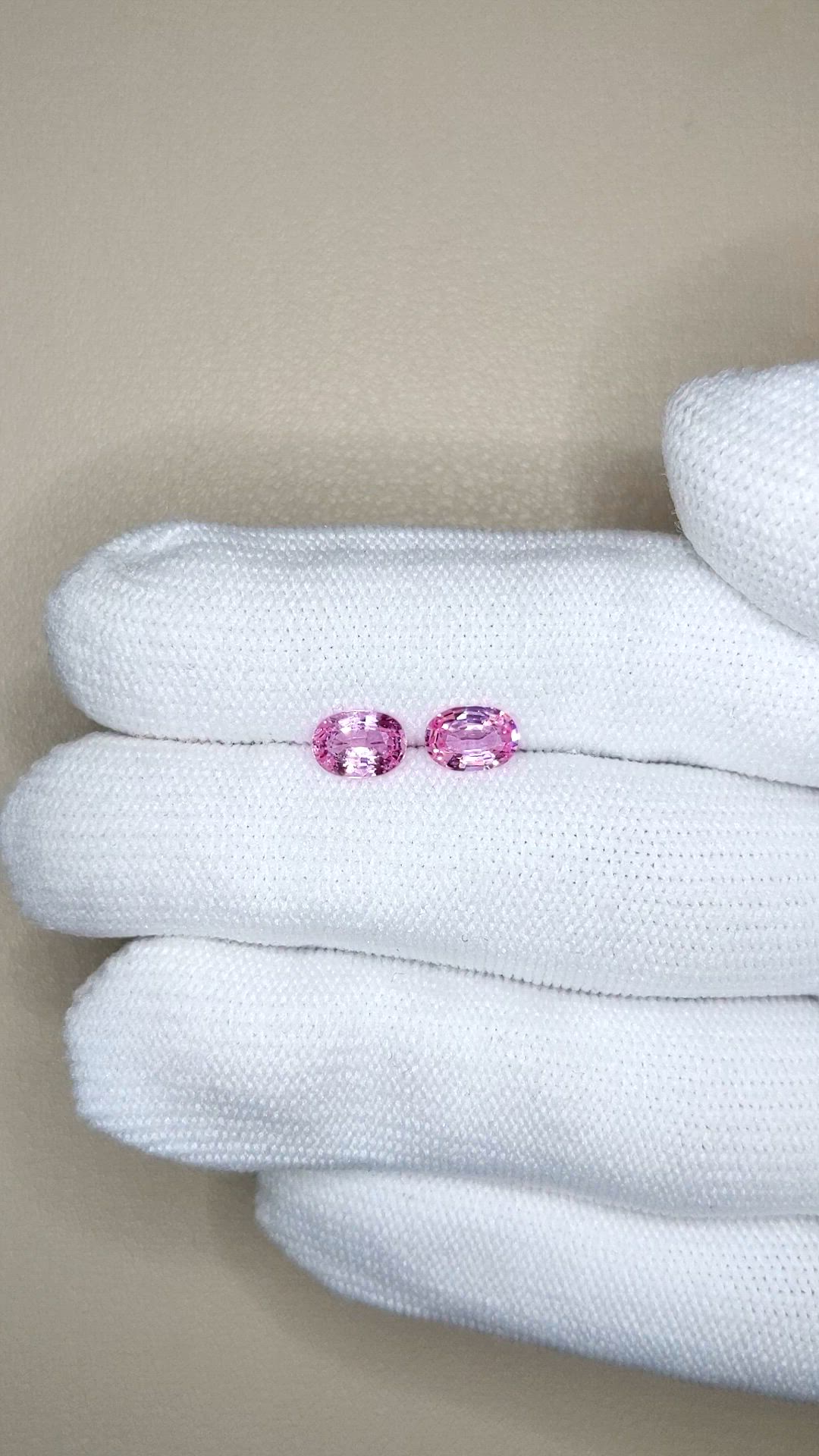 1.70 Ct.Tw.Total Carat Weight Pink Sapphire Pair from Ceylon (Sri Lanka) Size Video