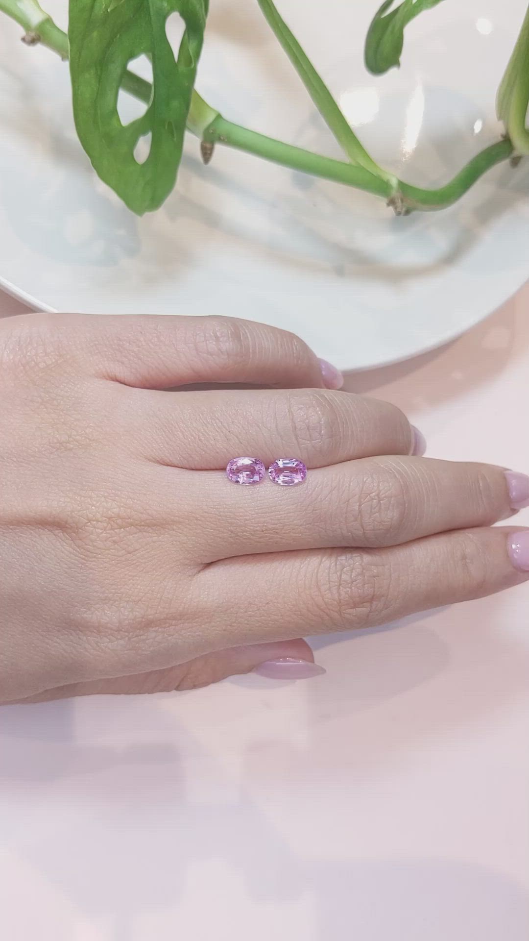 1.70&nbsp;Ct.Tw.Total Carat Weight Pink Sapphire Pair from Ceylon (Sri Lanka) Size Video