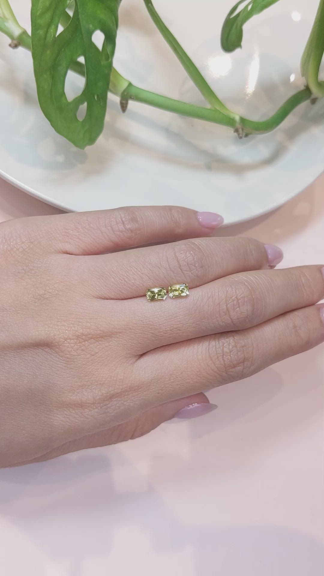 1.52 Ct.Tw.Total Carat Weight Yellow Sapphire Pair from Ceylon (Sri Lanka) Size Video