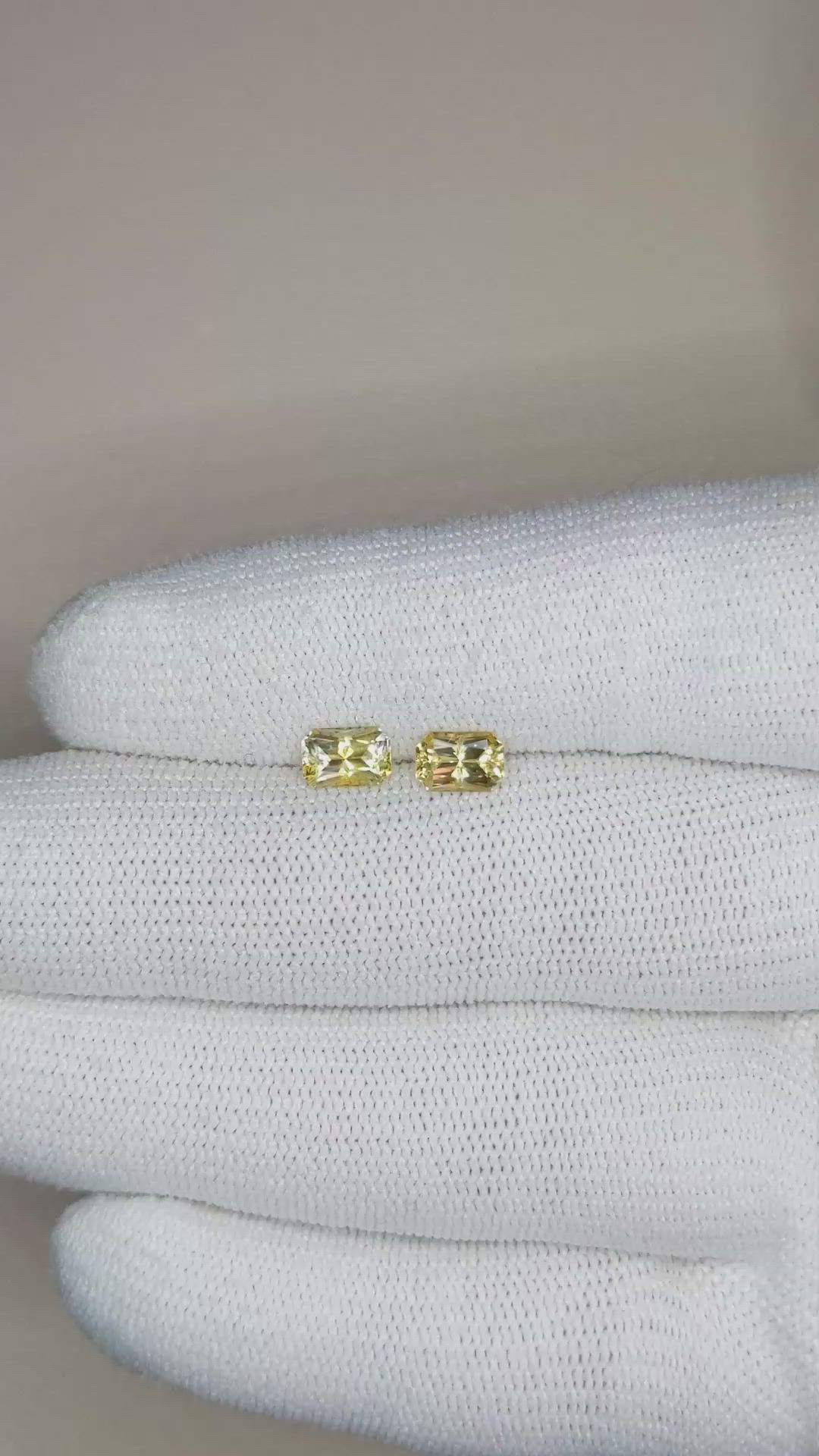 1.52 Ct.Tw.Total Carat Weight Yellow Sapphire Pair from Ceylon (Sri Lanka) Size Video