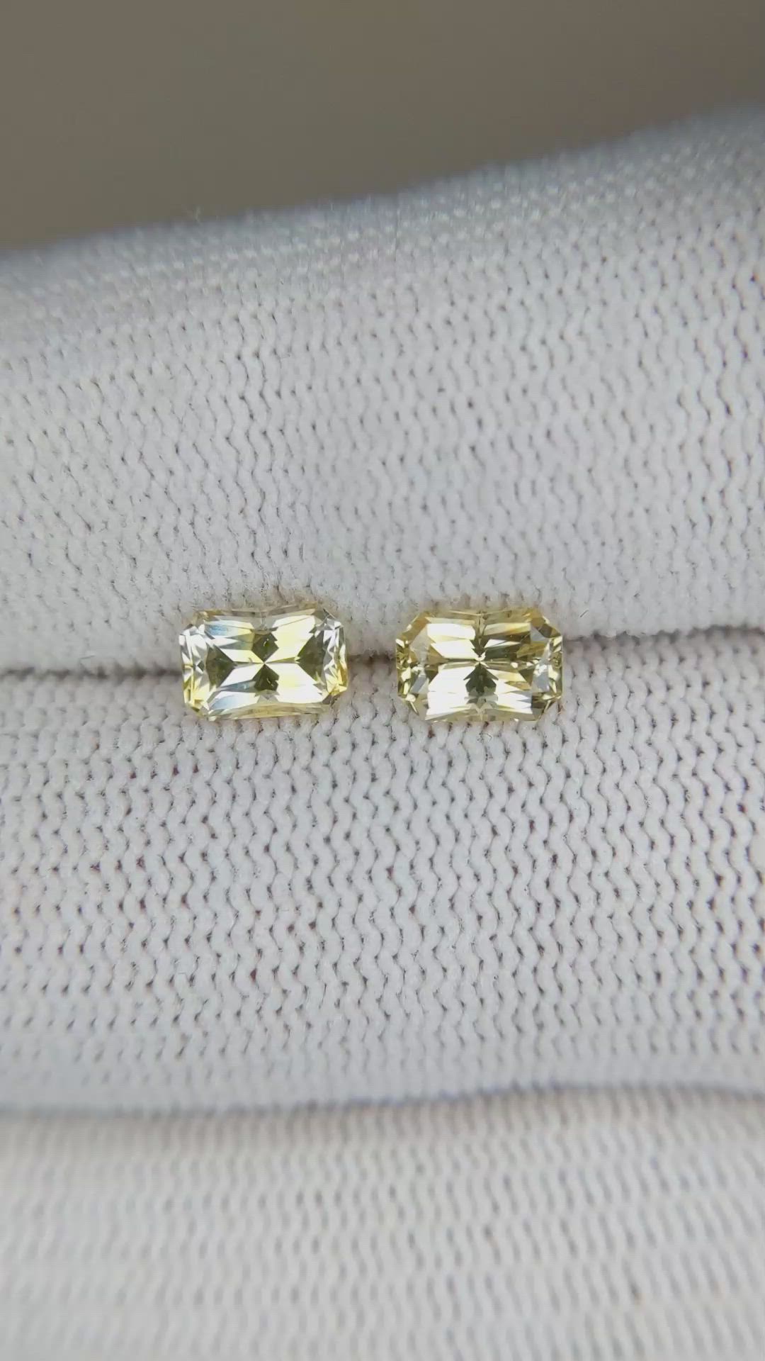 1.52 Ct.Tw.Total Carat Weight Yellow Sapphire Pair from Ceylon (Sri Lanka) Size Video