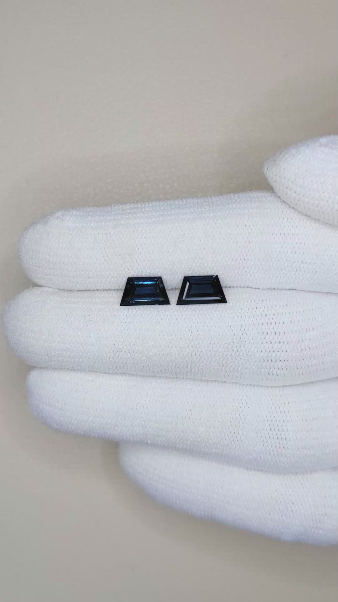 2.02&nbsp;Ct.Tw.Total Carat Weight Blue Sapphire Pair from Ceylon (Sri Lanka) Size Video