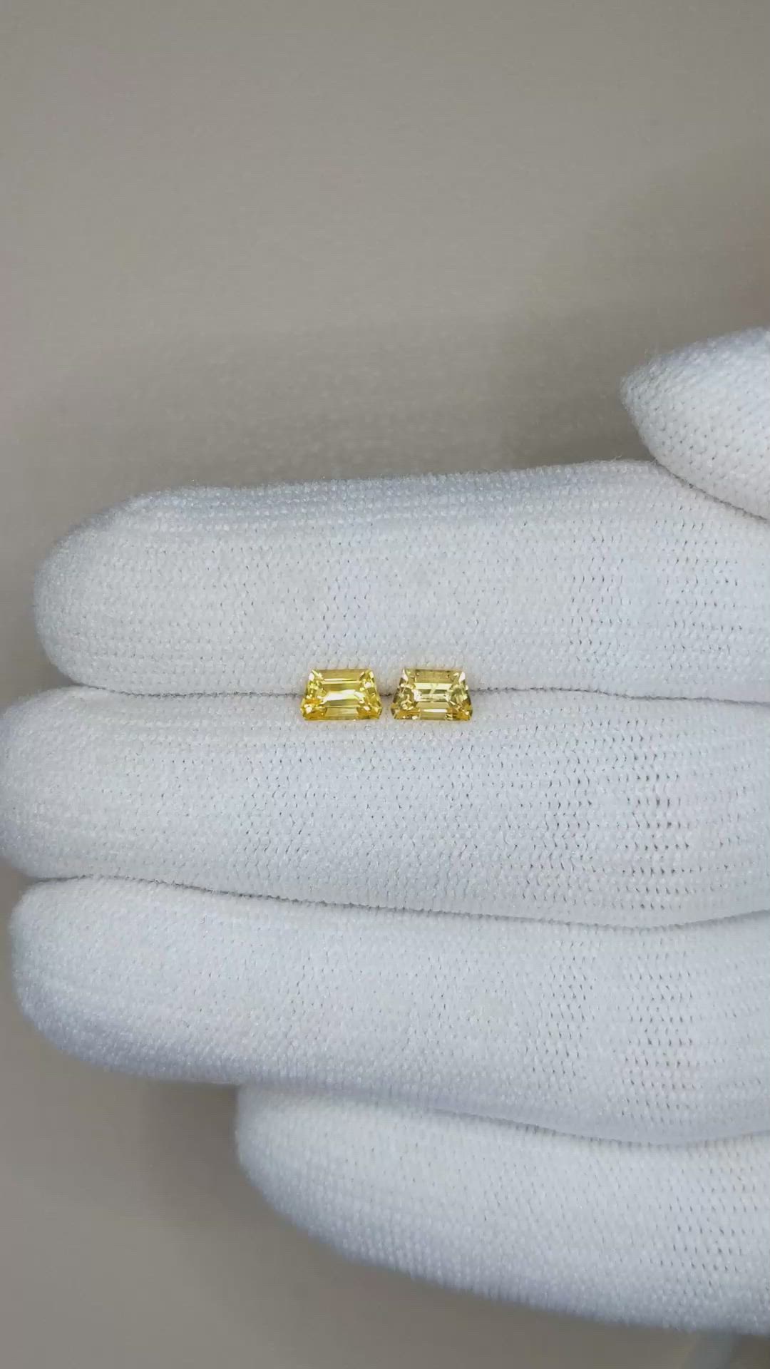 0.87&nbsp;Ct.Tw.Total Carat Weight Yellow Sapphire Pair from Ceylon (Sri Lanka) Size Video