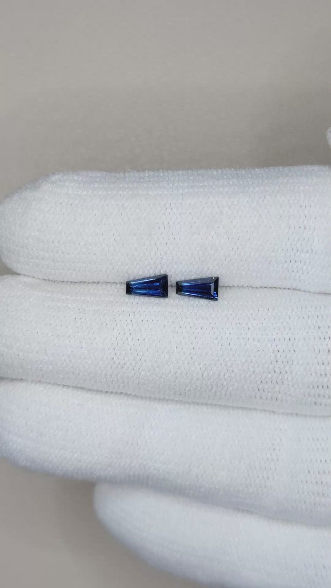 0.52&nbsp;Ct.Tw.Total Carat Weight Blue Sapphire Pair from Ceylon (Sri Lanka) Size Video