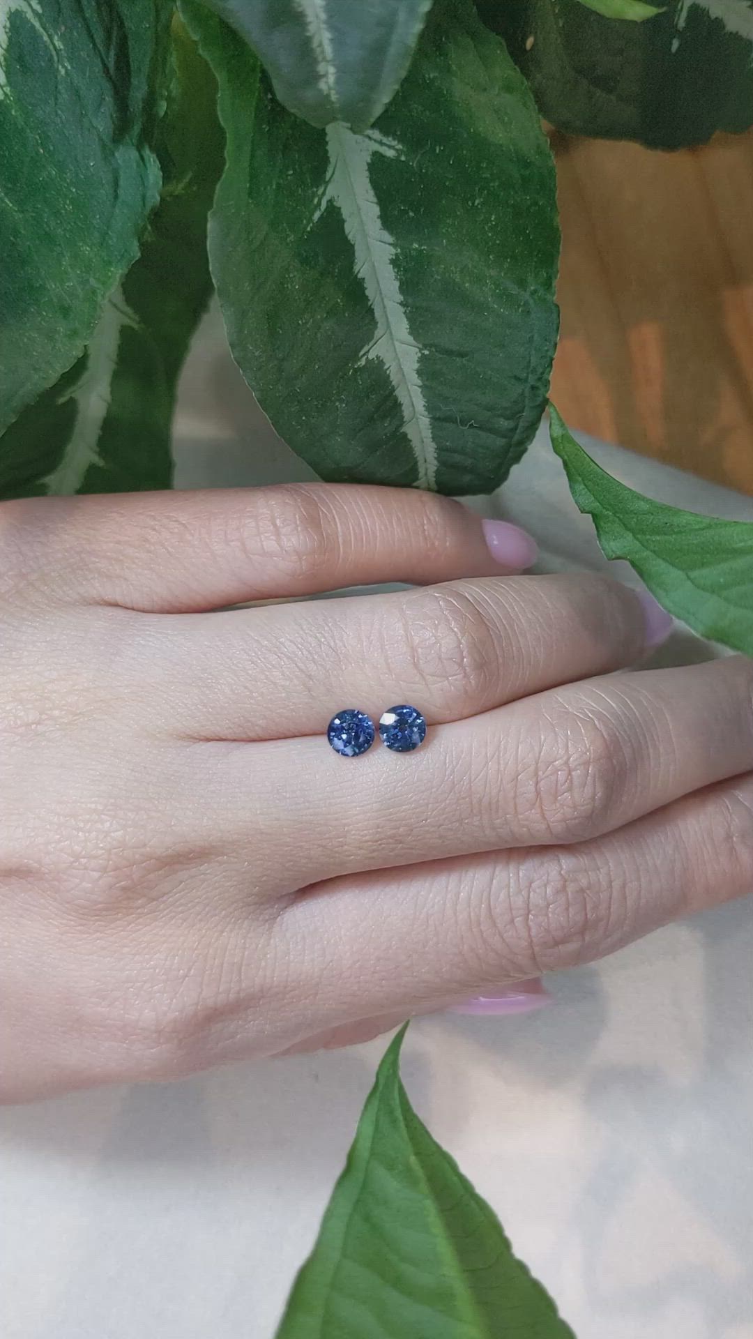 1.34 Ct.Tw.Total Carat Weight Blue Sapphire Pair from Ceylon (Sri Lanka) Size Video