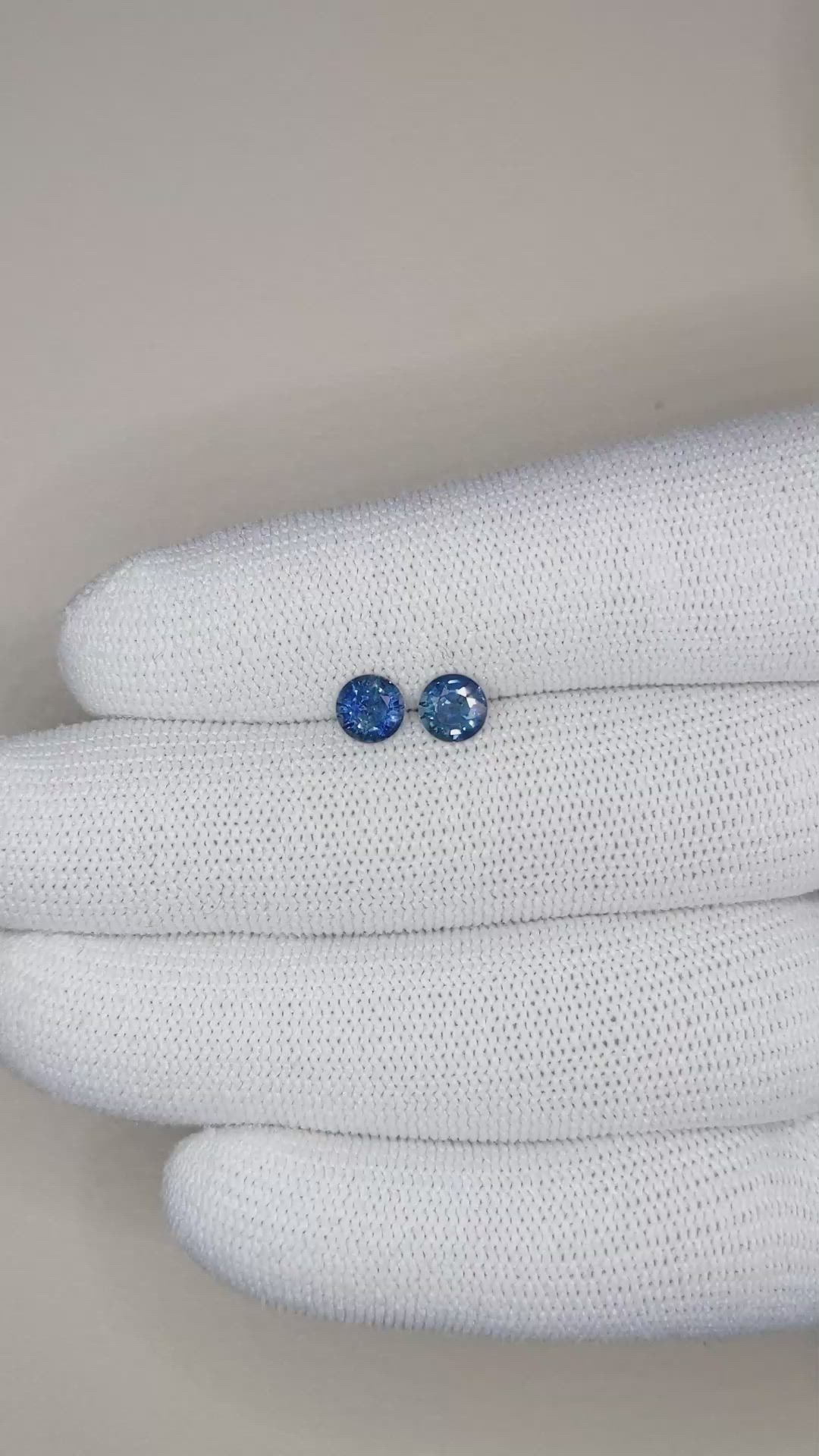 1.34 Ct.Tw.Total Carat Weight Blue Sapphire Pair from Ceylon (Sri Lanka) Size Video