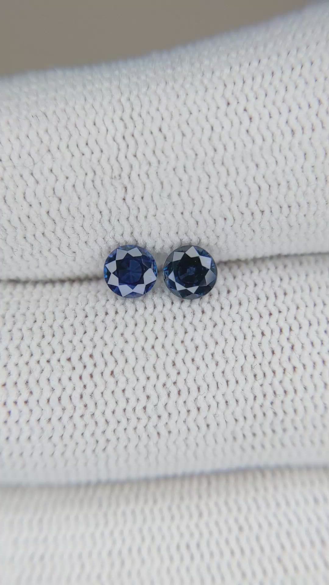 0.81&nbsp;Ct.Tw.Total Carat Weight Blue Sapphire Pair from Ceylon (Sri Lanka) Size Video