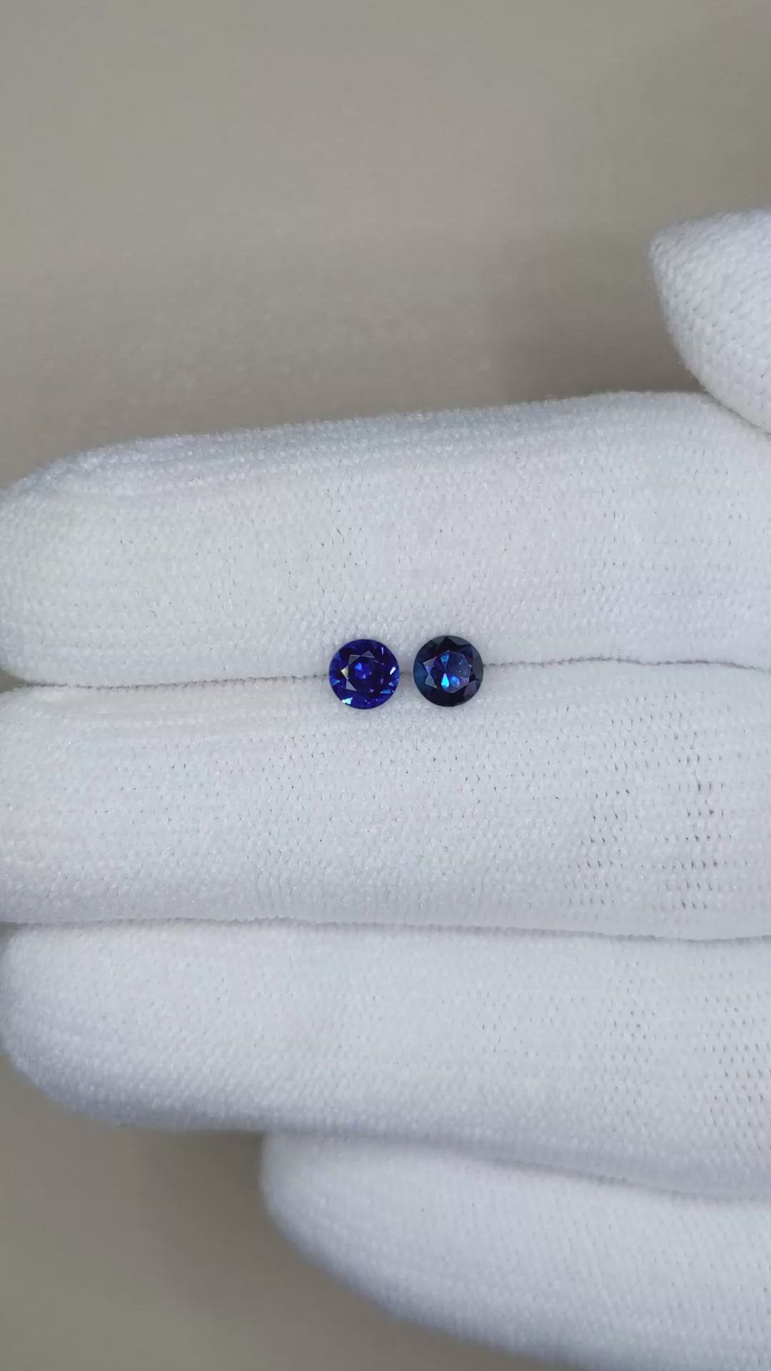 0.71&nbsp;Ct.Tw.Total Carat Weight Blue Sapphire Pair from Ceylon (Sri Lanka) Size Video