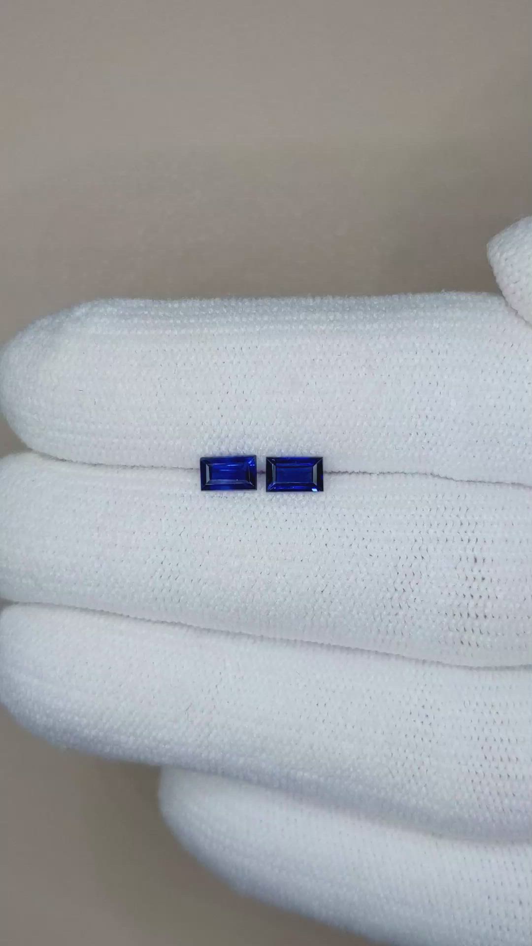 0.67 Ct.Tw.Total Carat Weight Blue Sapphire Pair from Ceylon (Sri Lanka) Size Video