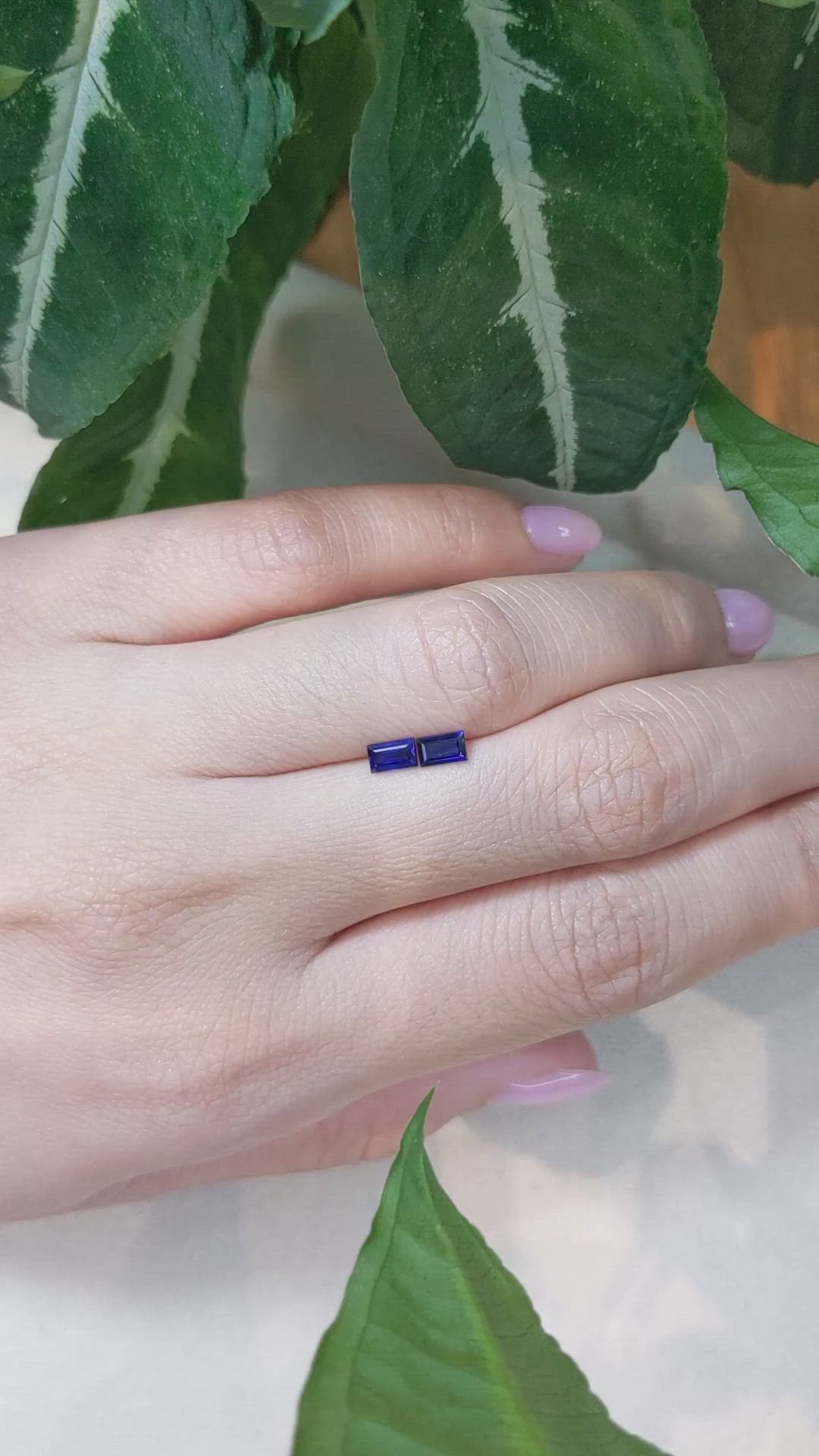0.67 Ct.Tw.Total Carat Weight Blue Sapphire Pair from Ceylon (Sri Lanka) Size Video