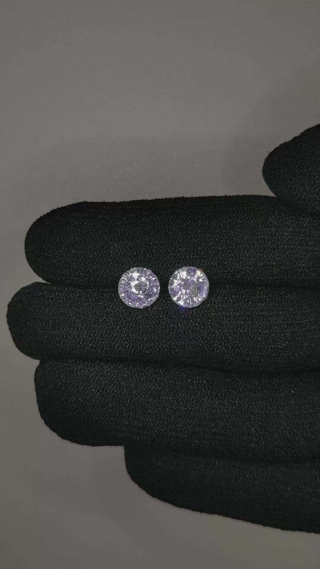 3.10 Ct.Tw.Total Carat Weight White Sapphire Pair from Ceylon (Sri Lanka) Size Video