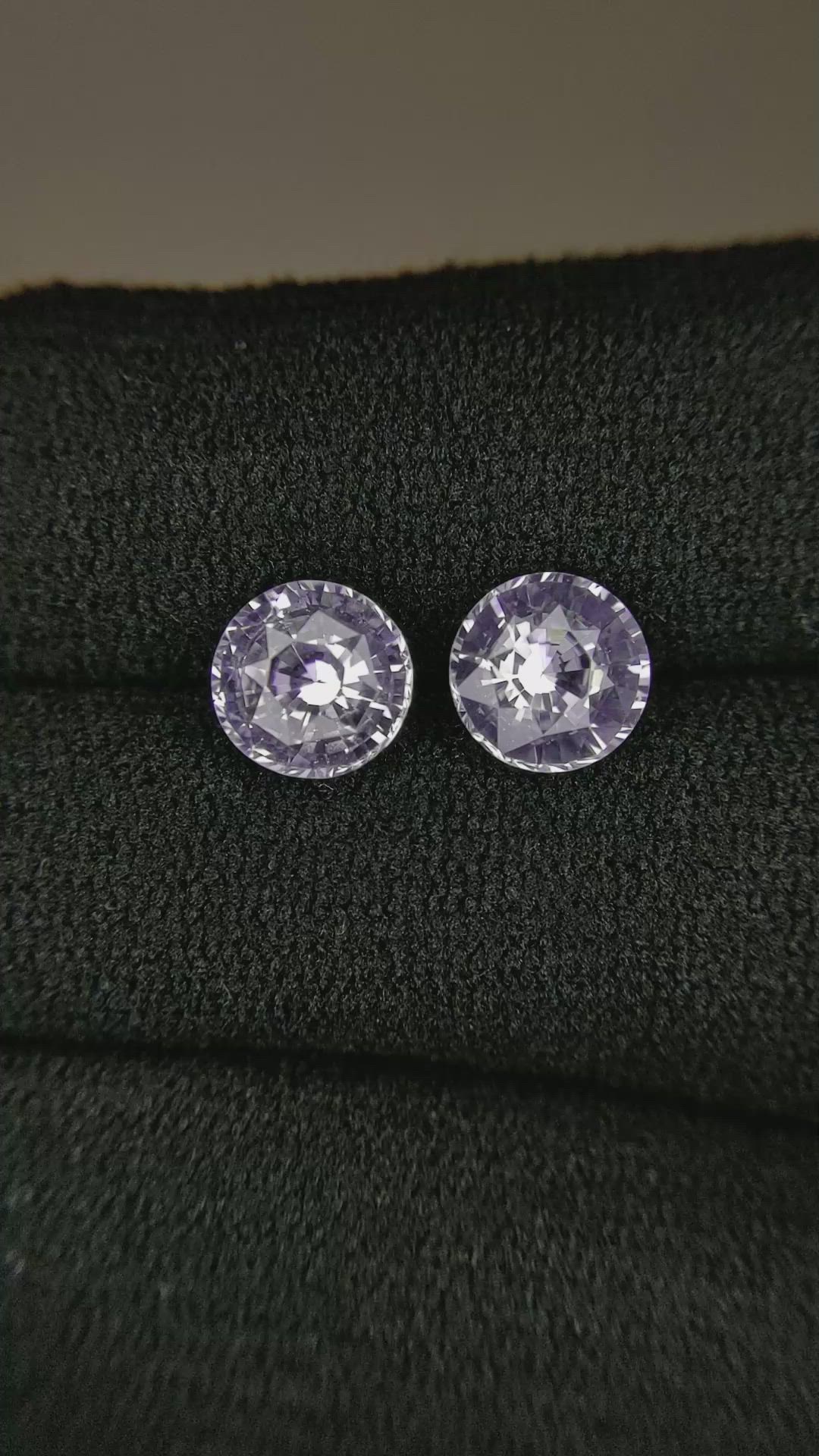 3.10 Ct.Tw.Total Carat Weight White Sapphire Pair from Ceylon (Sri Lanka) Size Video