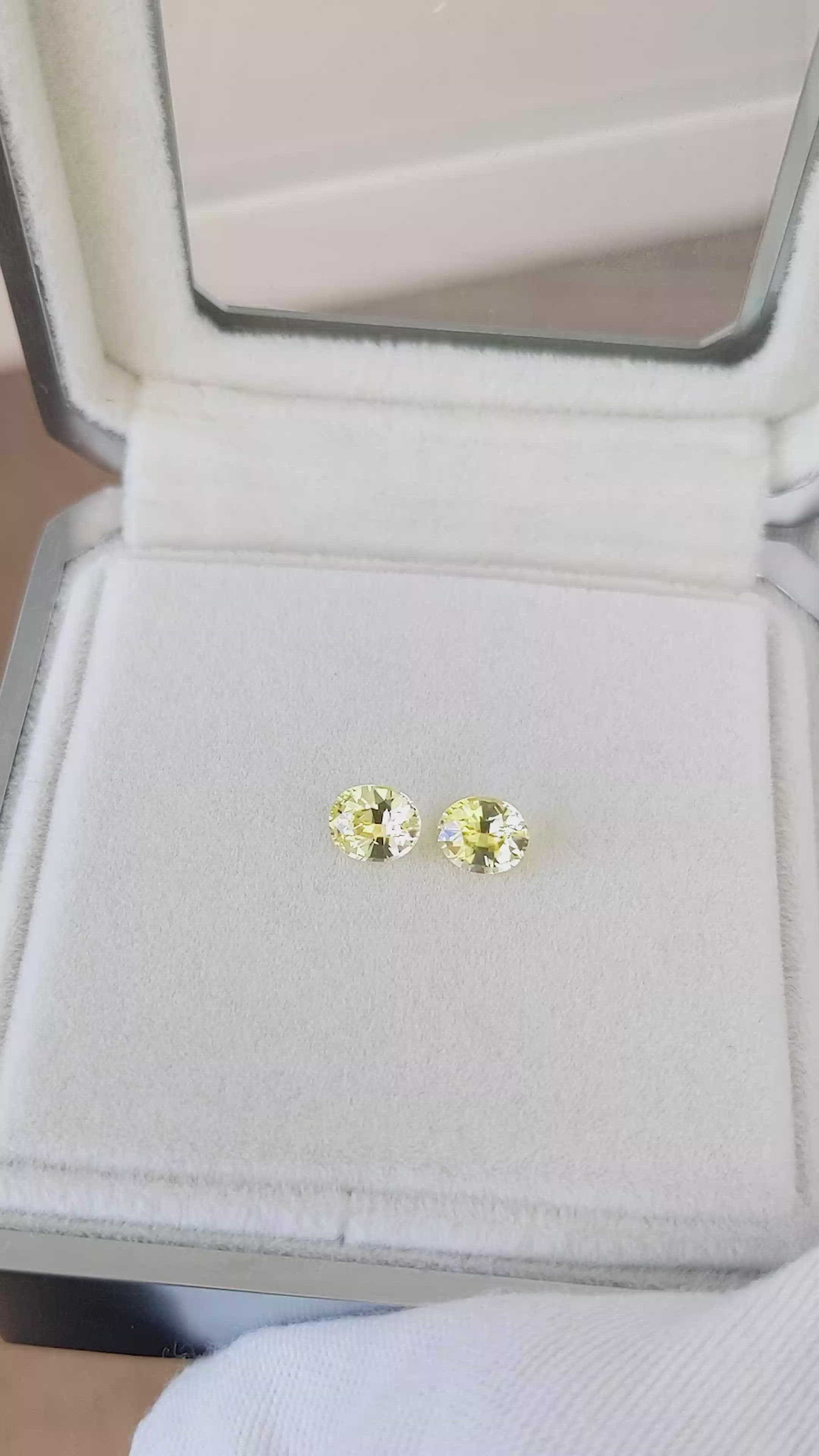 1.75&nbsp;Ct.Tw.Total Carat Weight Yellow Sapphire Pair from Ceylon (Sri Lanka) Size Video