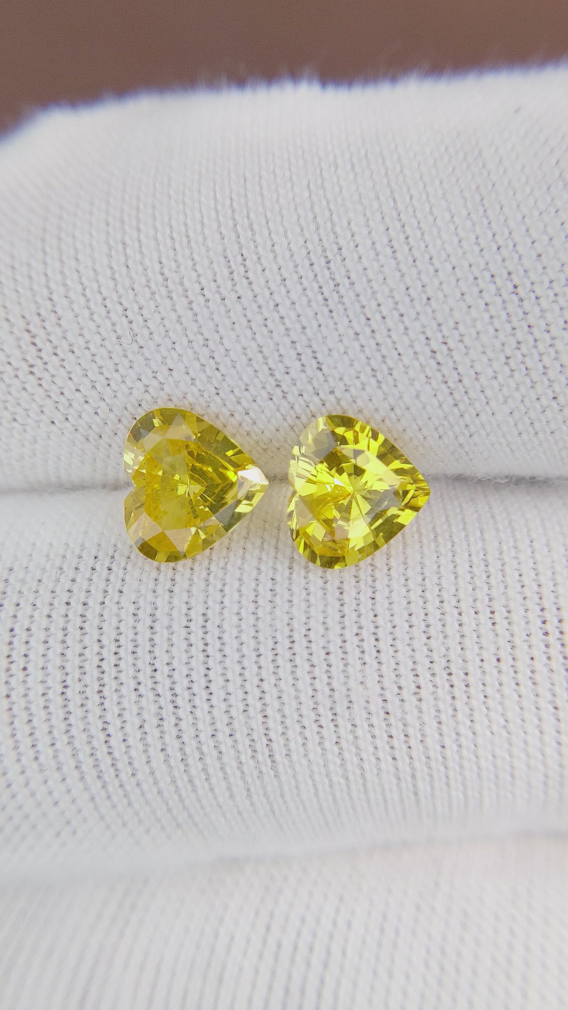 2.42 Ct.Tw.Total Carat Weight Yellow Sapphire Pair from Ceylon (Sri Lanka) Size Video