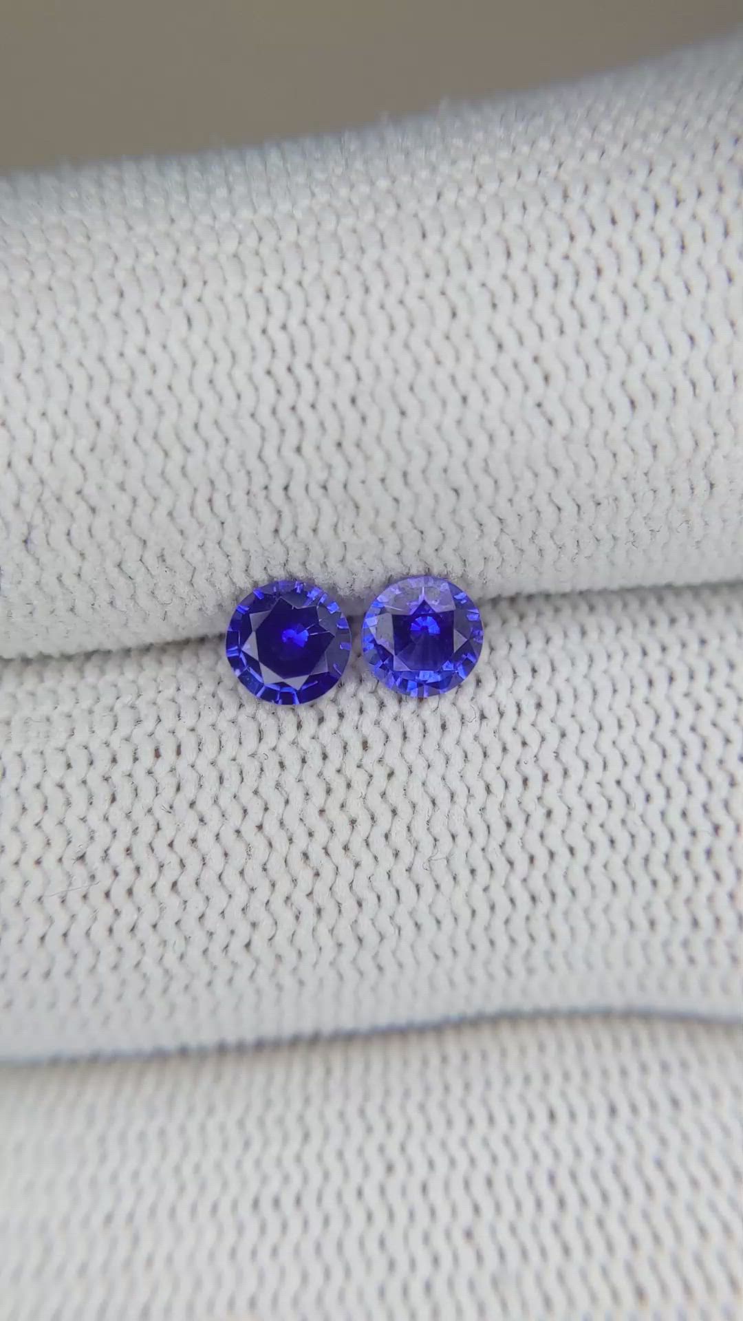 0.83 Ct.Tw.Total Carat Weight Blue Sapphire Pair from Ceylon (Sri Lanka) Size Video