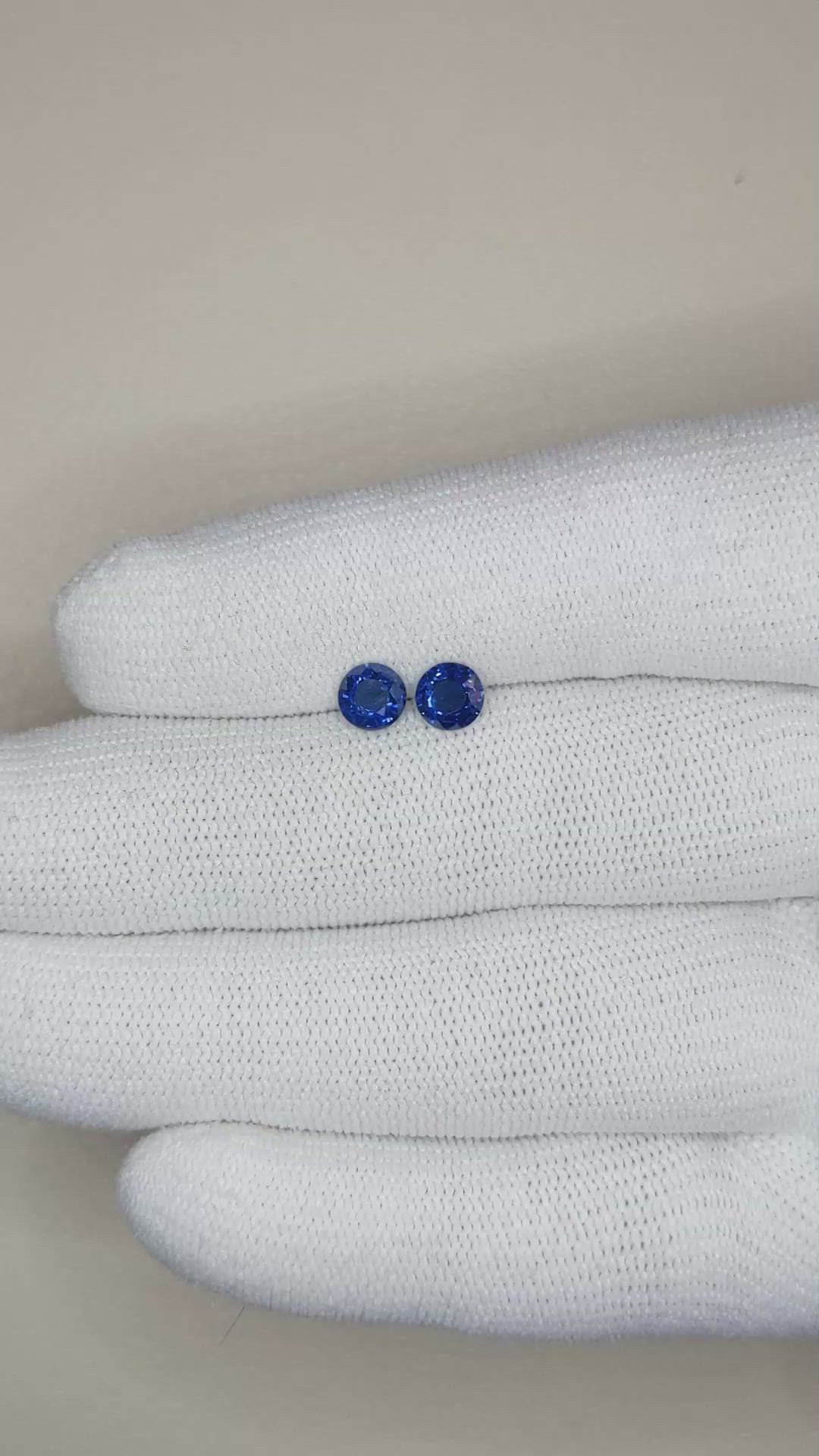 1.16 Ct.Tw.Total Carat Weight Blue Sapphire Pair from Ceylon (Sri Lanka) Size Video