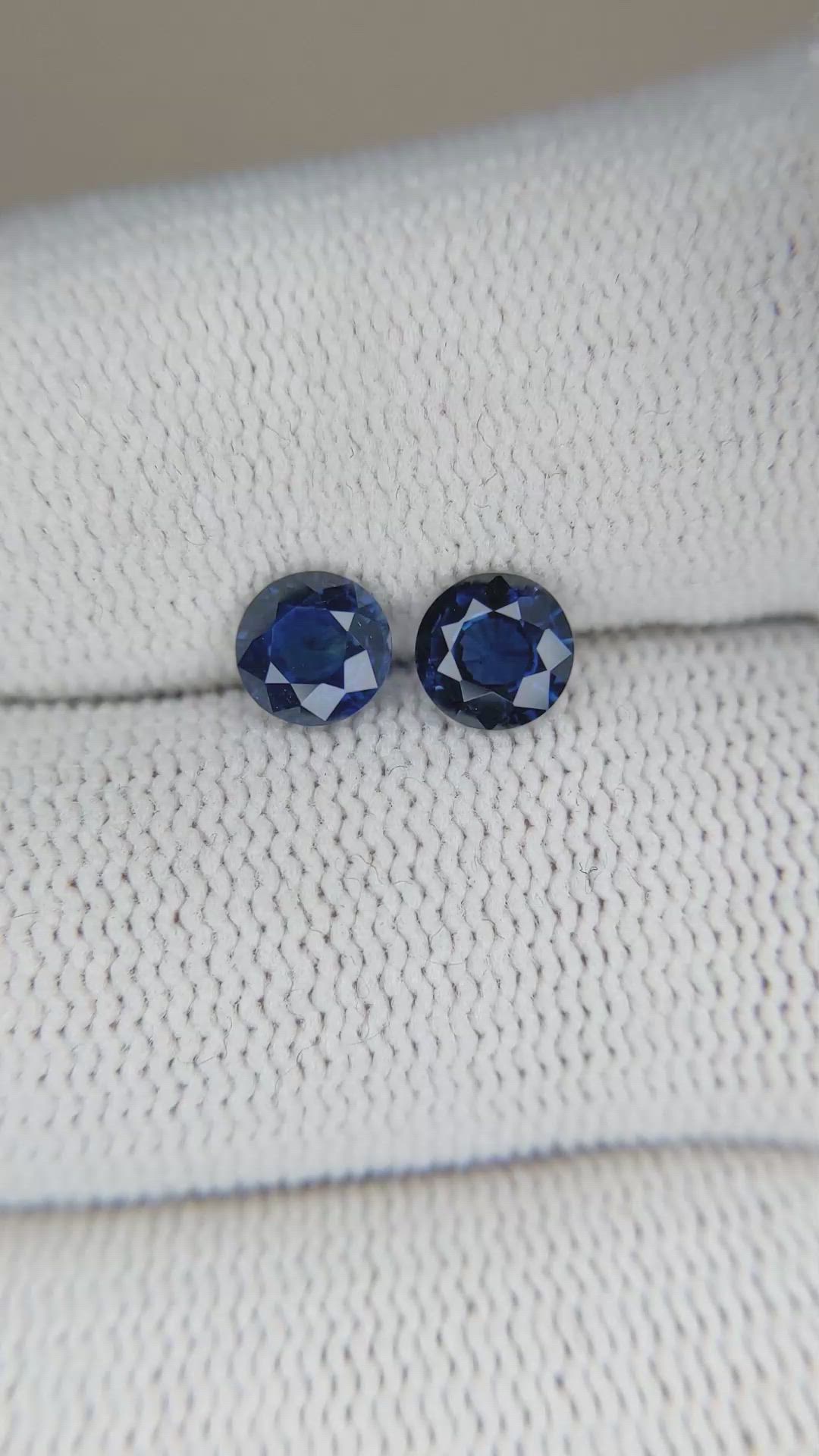 1.16 Ct.Tw.Total Carat Weight Blue Sapphire Pair from Ceylon (Sri Lanka) Size Video