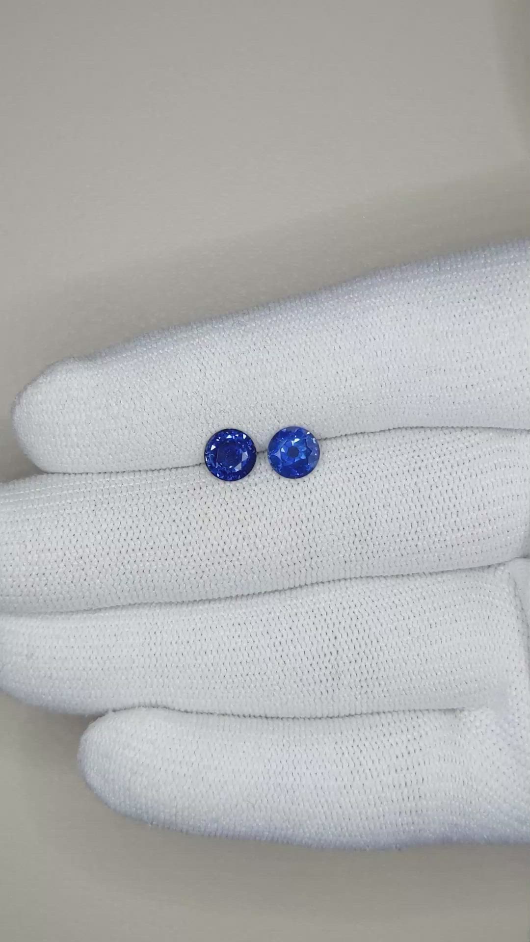 1.88 Ct.Tw.Total Carat Weight Blue Sapphire Pair from Ceylon (Sri Lanka) Size Video