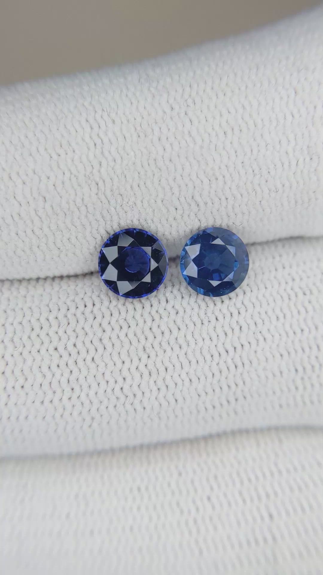 1.88 Ct.Tw.Total Carat Weight Blue Sapphire Pair from Ceylon (Sri Lanka) Size Video