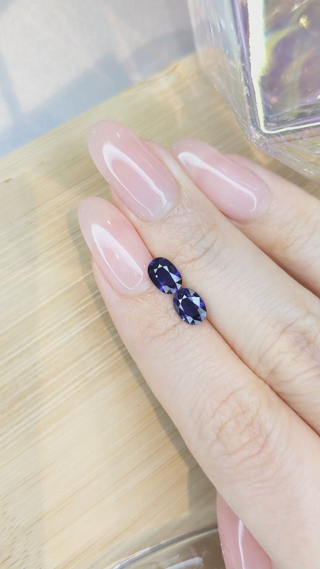 1.97&nbsp;Ct.Tw.Total Carat Weight Blue Sapphire Pair from Ceylon (Sri Lanka) Size Video