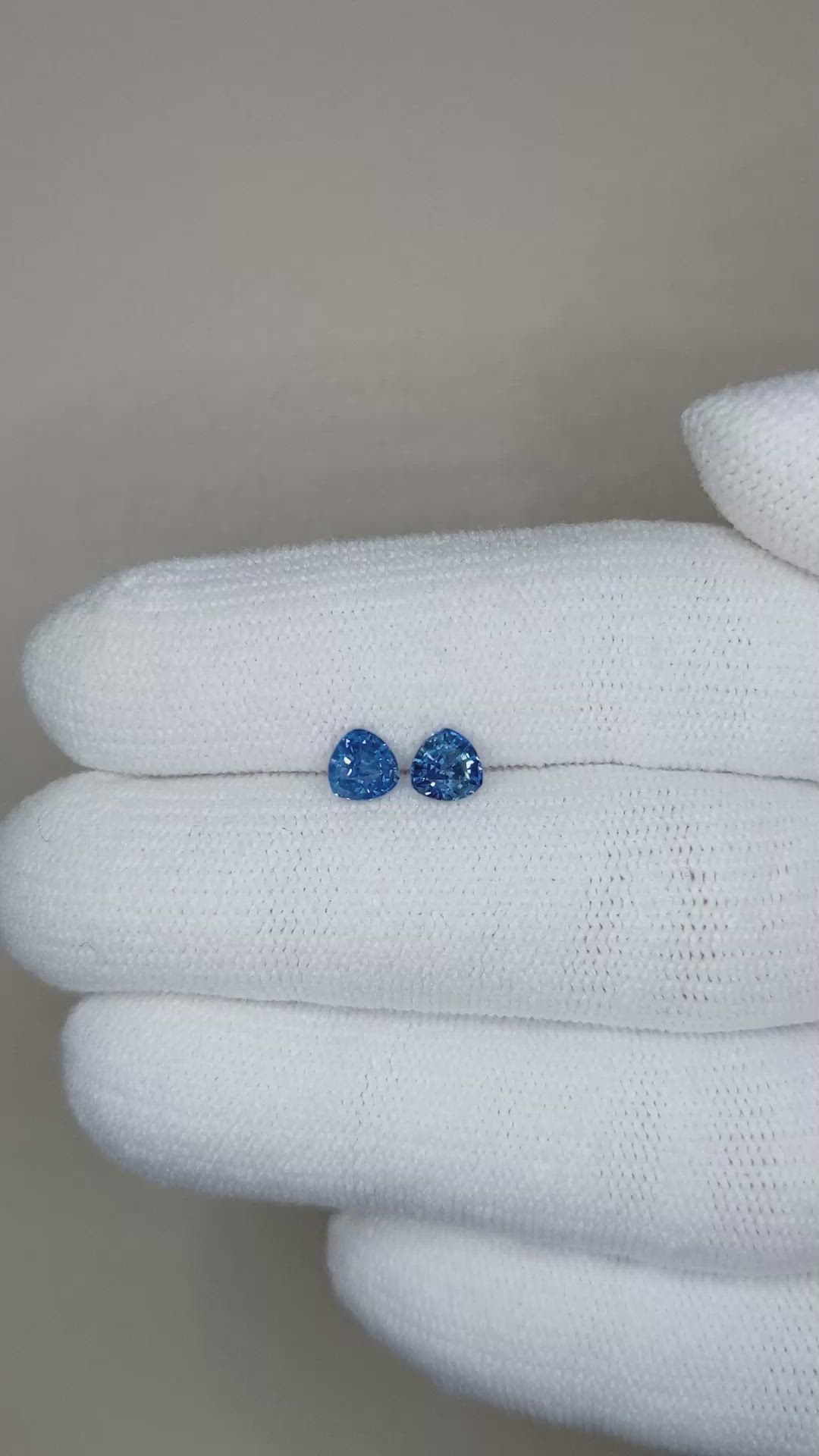 1.00&nbsp;Ct.Tw.Total Carat Weight Blue Sapphire Pair from Ceylon (Sri Lanka) Size Video