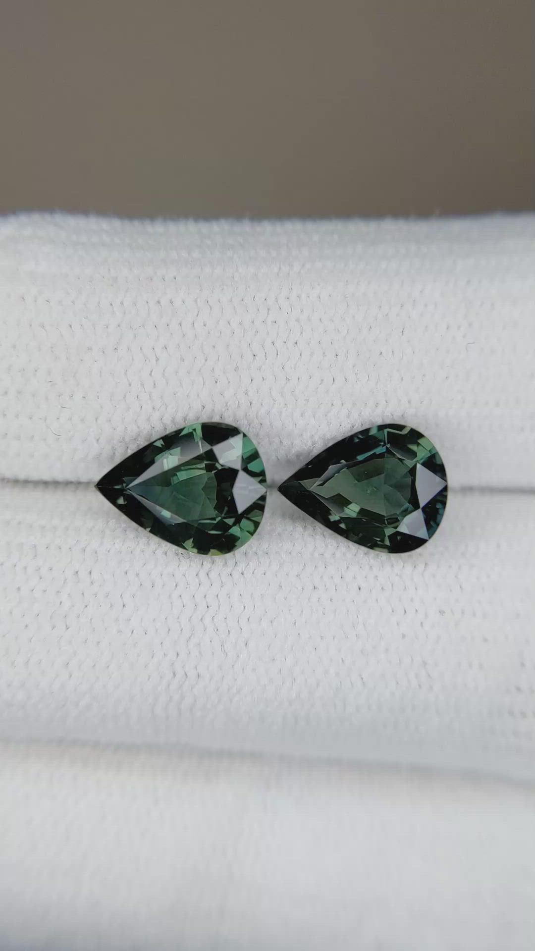 3.44 Ct.Tw.Total Carat Weight Bluish Green Sapphire Pair from Madagascar Size Video