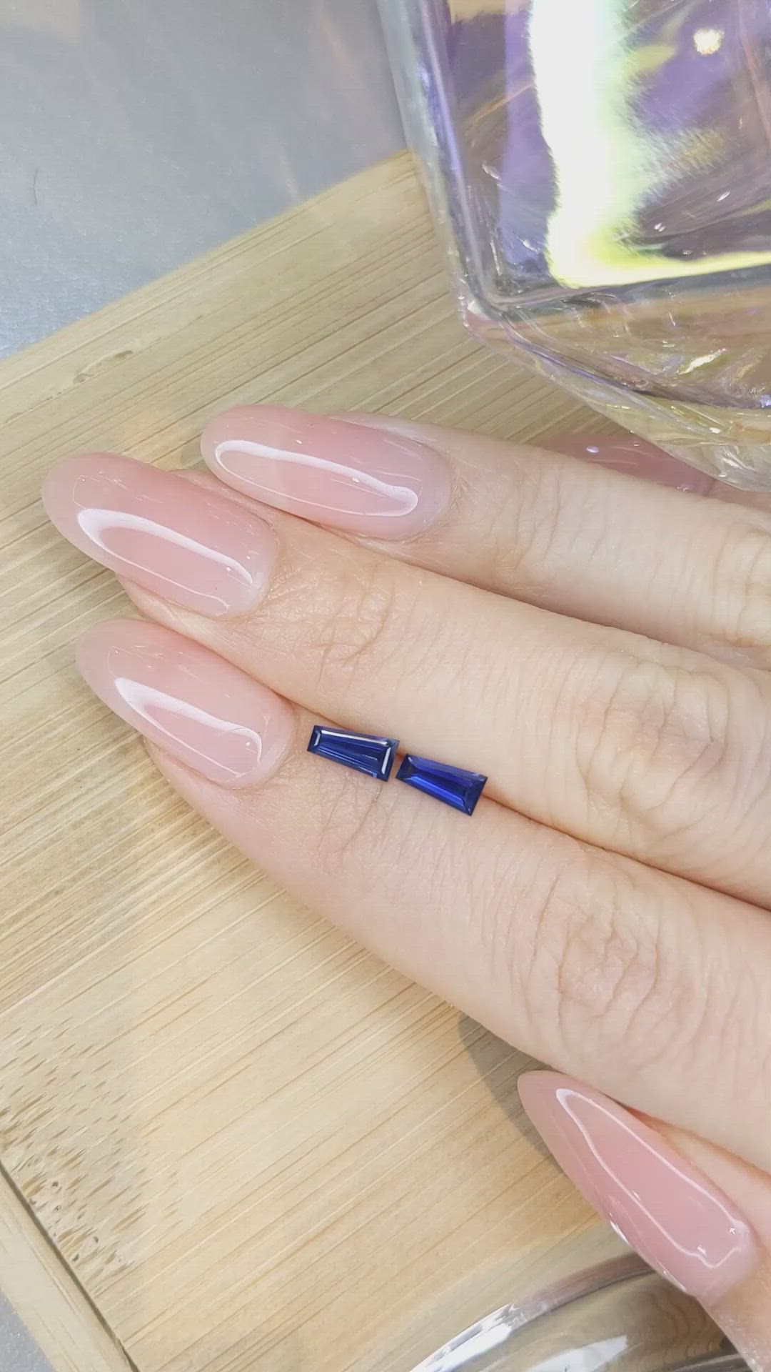 0.99 Ct.Tw.Total Carat Weight Blue Sapphire Pair from Ceylon (Sri Lanka) Size Video