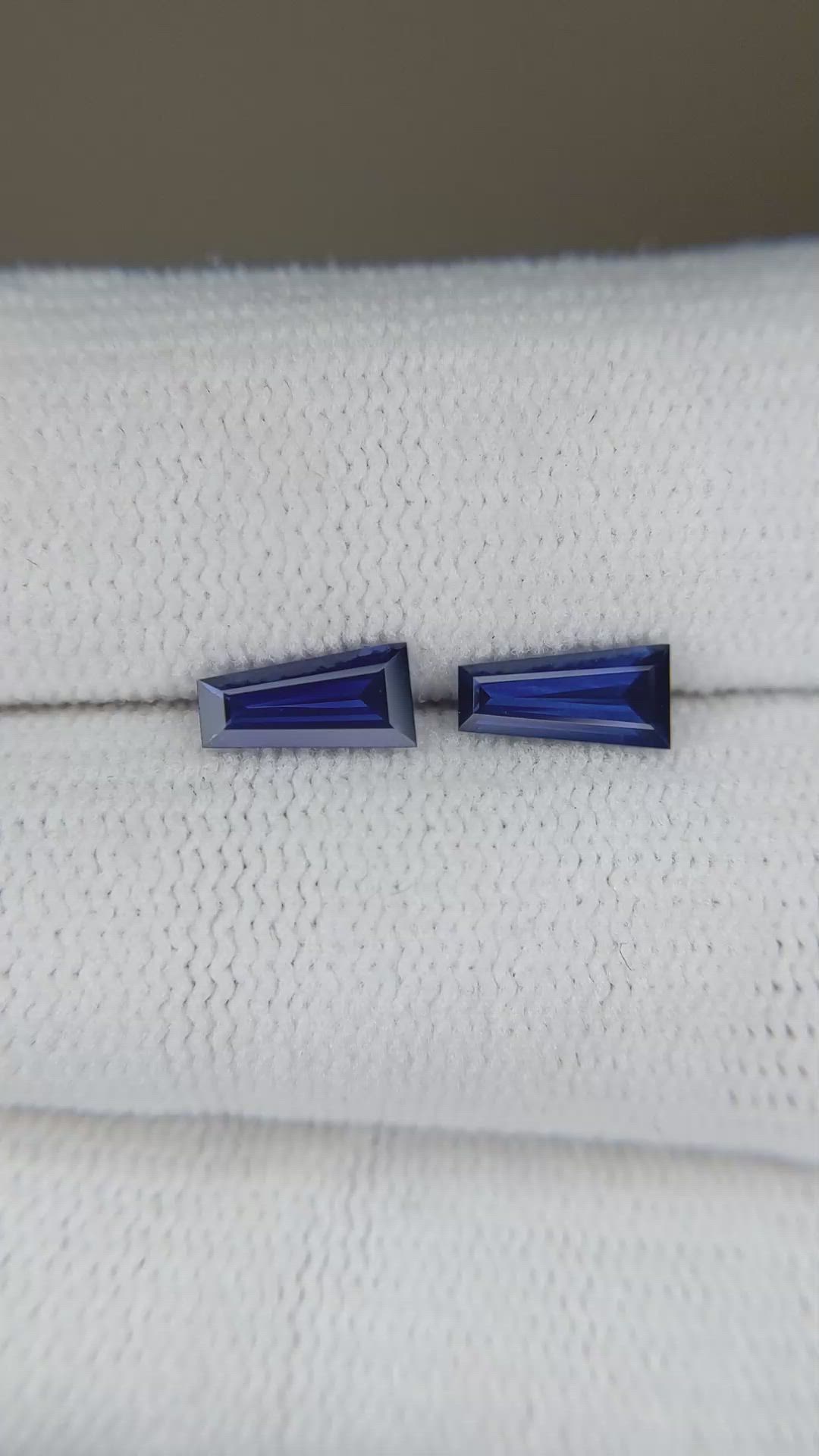 0.99 Ct.Tw.Total Carat Weight Blue Sapphire Pair from Ceylon (Sri Lanka) Size Video