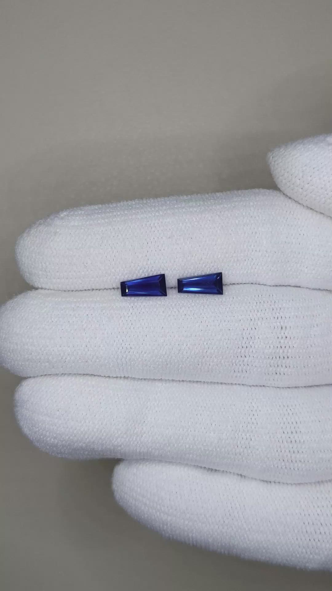 0.99 Ct.Tw.Total Carat Weight Blue Sapphire Pair from Ceylon (Sri Lanka) Size Video