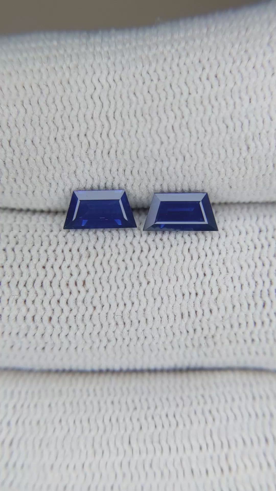 1.24 Ct.Tw.Total Carat Weight Blue Sapphire Pair from Ceylon (Sri Lanka) Size Video