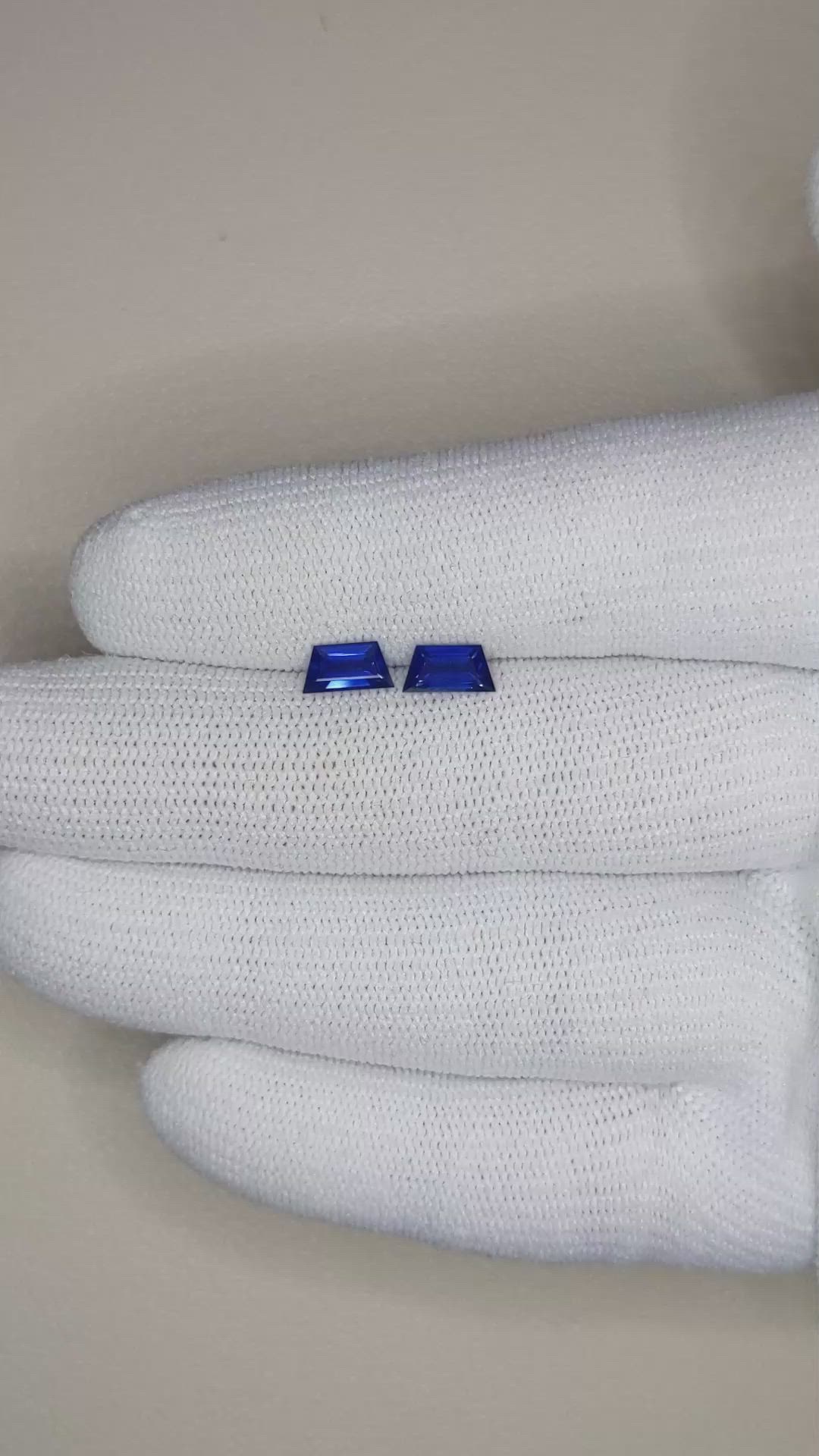 1.24 Ct.Tw.Total Carat Weight Blue Sapphire Pair from Ceylon (Sri Lanka) Size Video