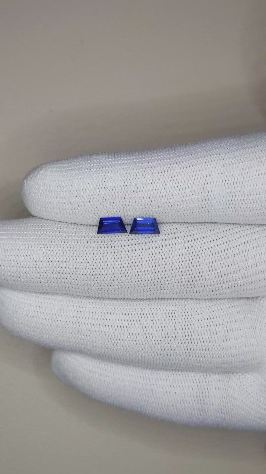 0.96 Ct.Tw.Total Carat Weight Blue Sapphire Pair from Ceylon (Sri Lanka) Size Video
