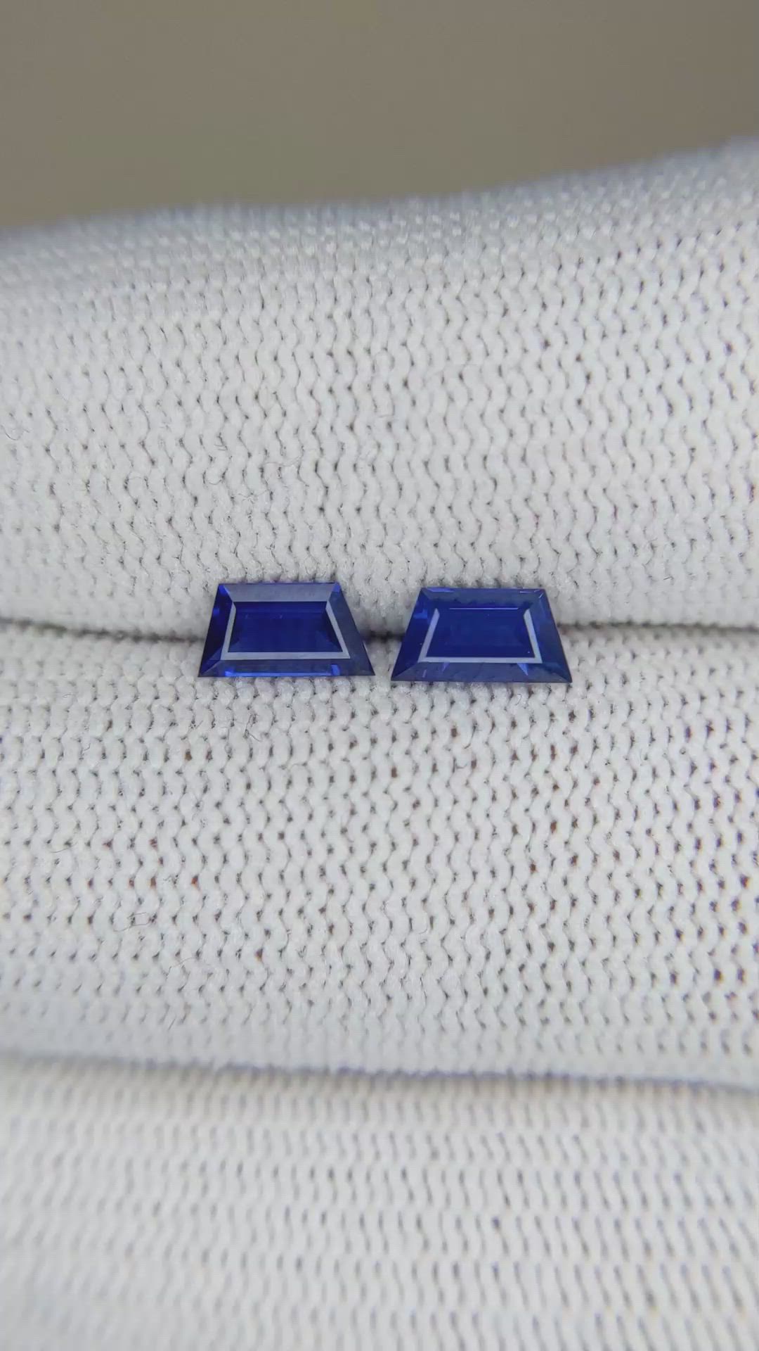 0.96 Ct.Tw.Total Carat Weight Blue Sapphire Pair from Ceylon (Sri Lanka) Size Video
