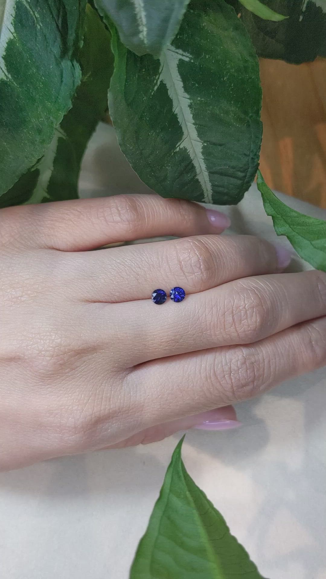 0.57 Ct.Tw.Total Carat Weight Blue Sapphire Pair from Ceylon (Sri Lanka) Size Video