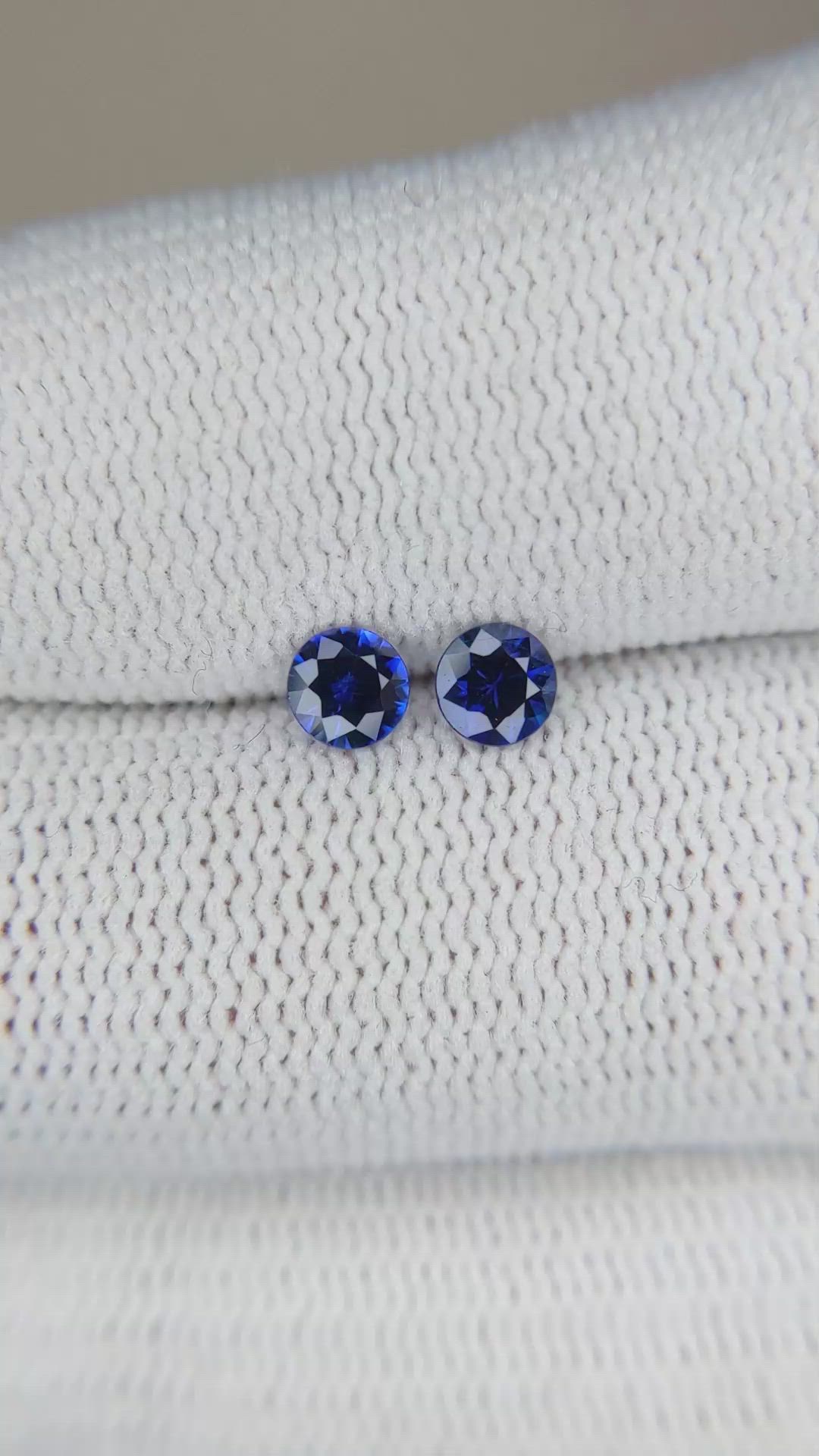 0.57 Ct.Tw.Total Carat Weight Blue Sapphire Pair from Ceylon (Sri Lanka) Size Video