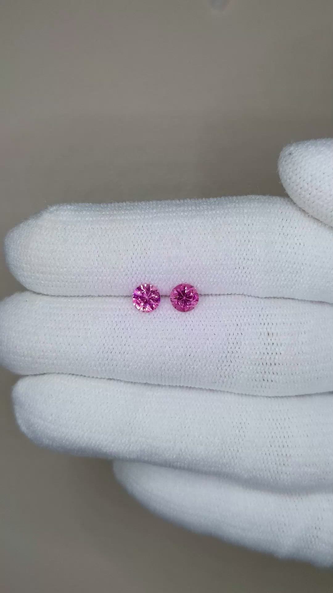 0.84&nbsp;Ct.Tw.Total Carat Weight Pink Sapphire Pair from Ceylon (Sri Lanka) Size Video