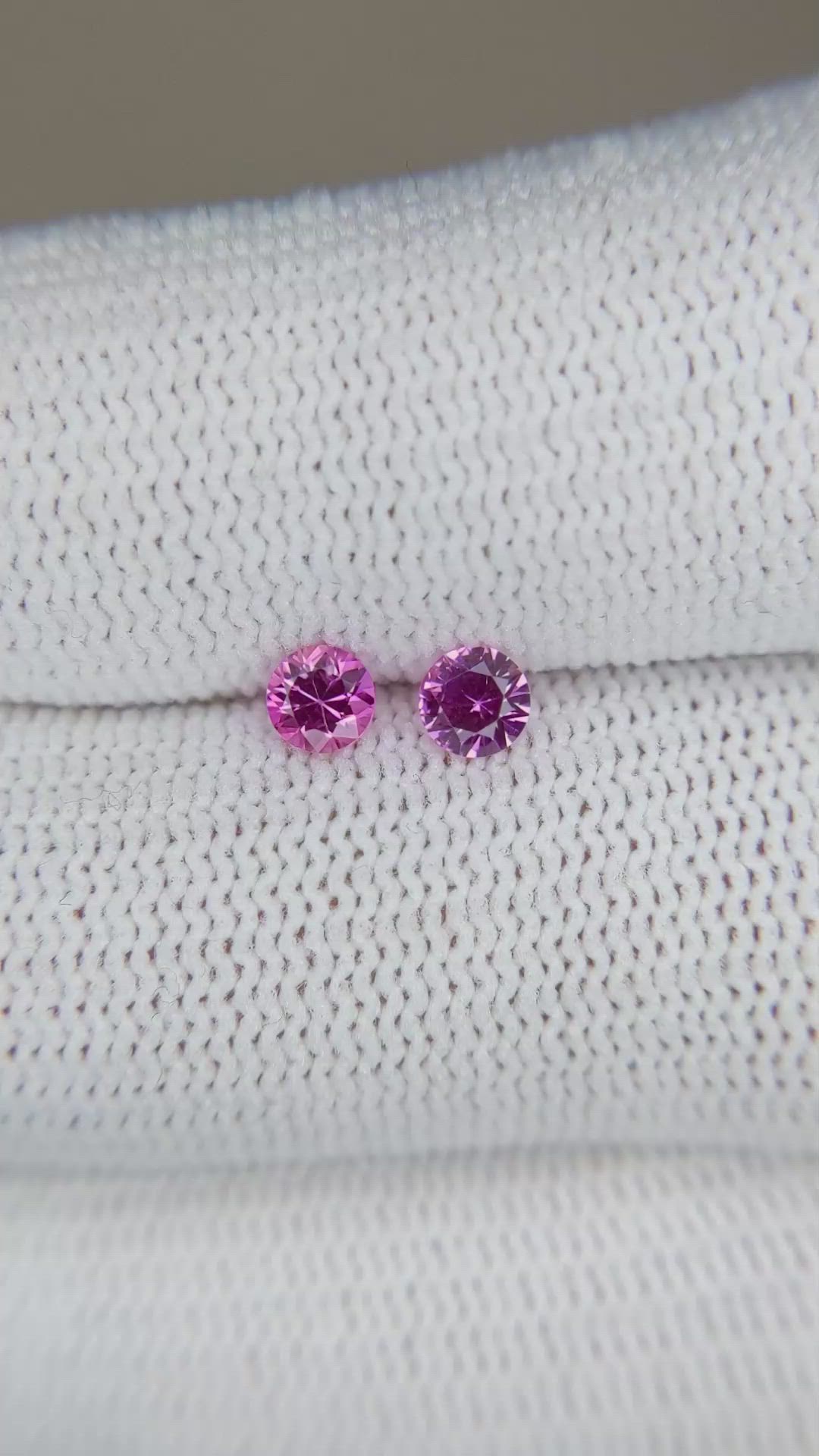 0.49 Ct.Tw.Total Carat Weight Purplish Pink Sapphire Pair from Ceylon (Sri Lanka) Size Video