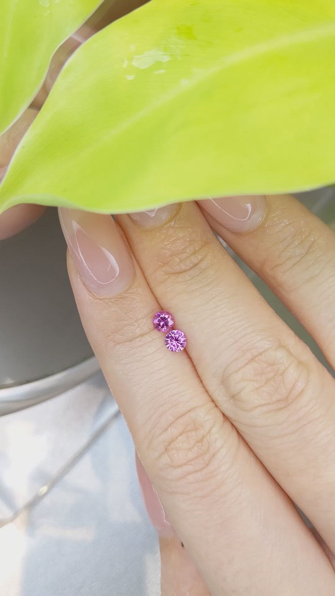 0.49 Ct.Tw.Total Carat Weight Purplish Pink Sapphire Pair from Ceylon (Sri Lanka) Size Video