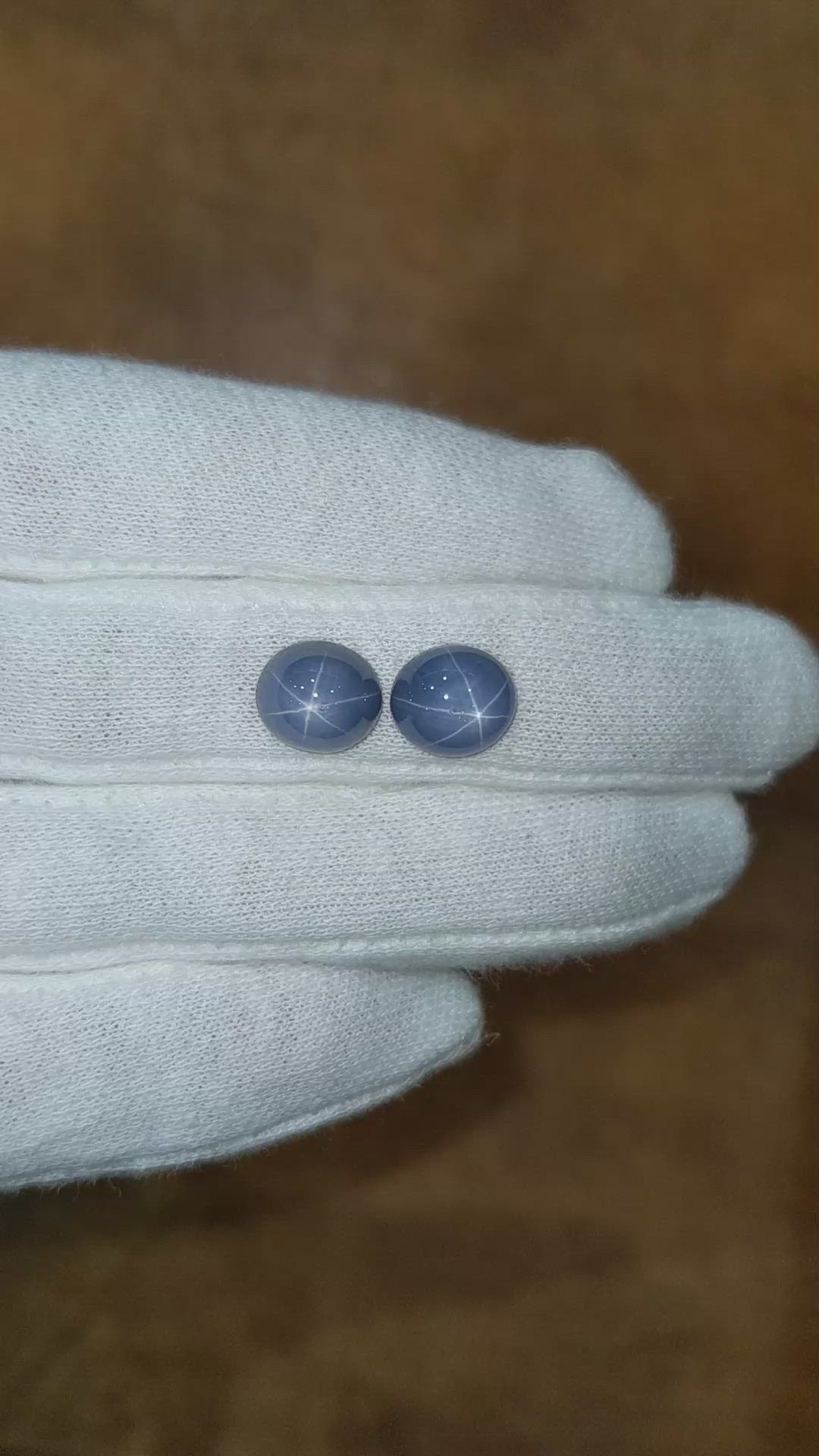 10.62 Ct.Tw.Total Carat Weight Blue Star Sapphire Pair from Ceylon (Sri Lanka) Size Video