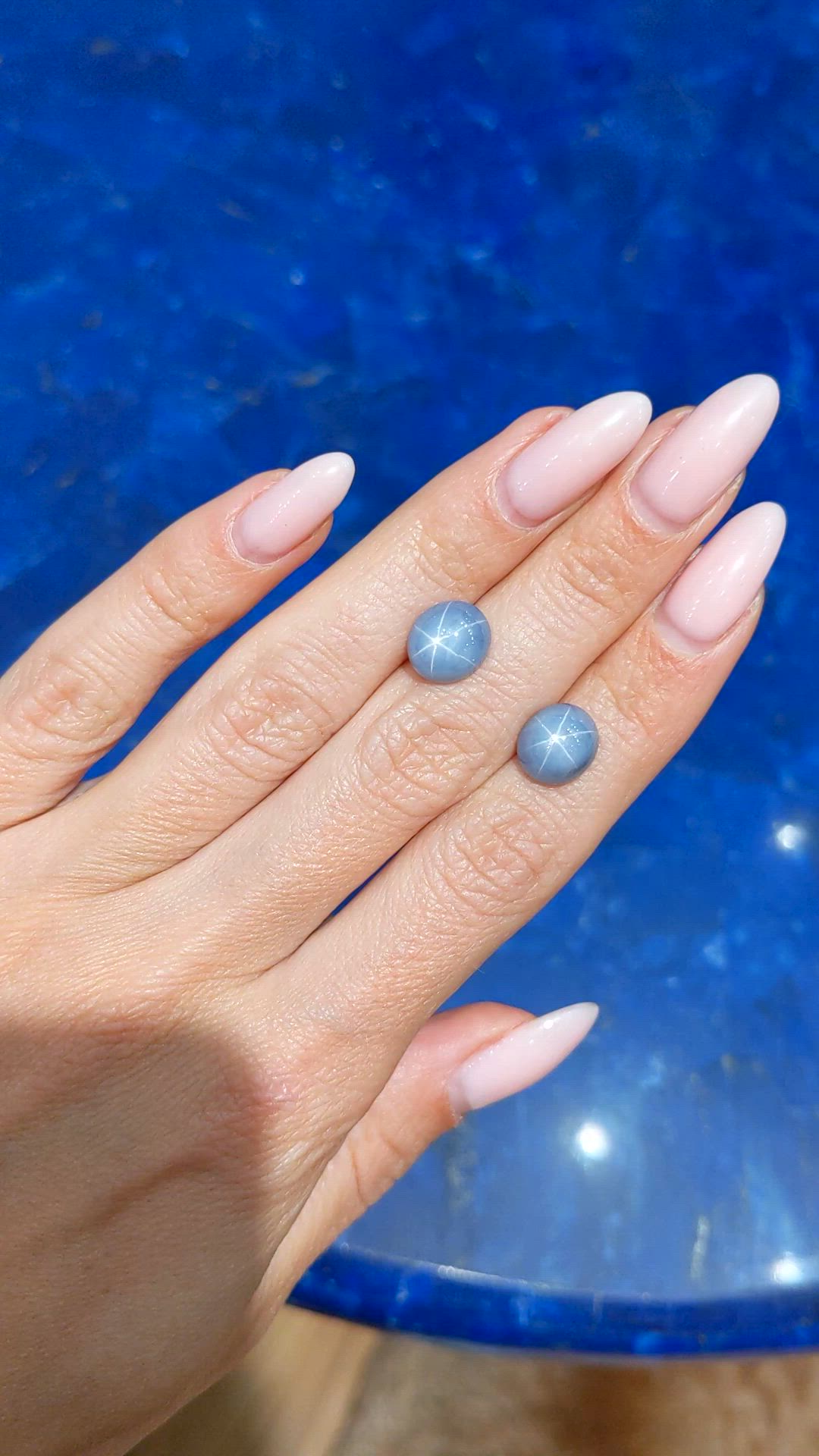 10.62 Ct.Tw.Total Carat Weight Blue Star Sapphire Pair from Ceylon (Sri Lanka) Size Video