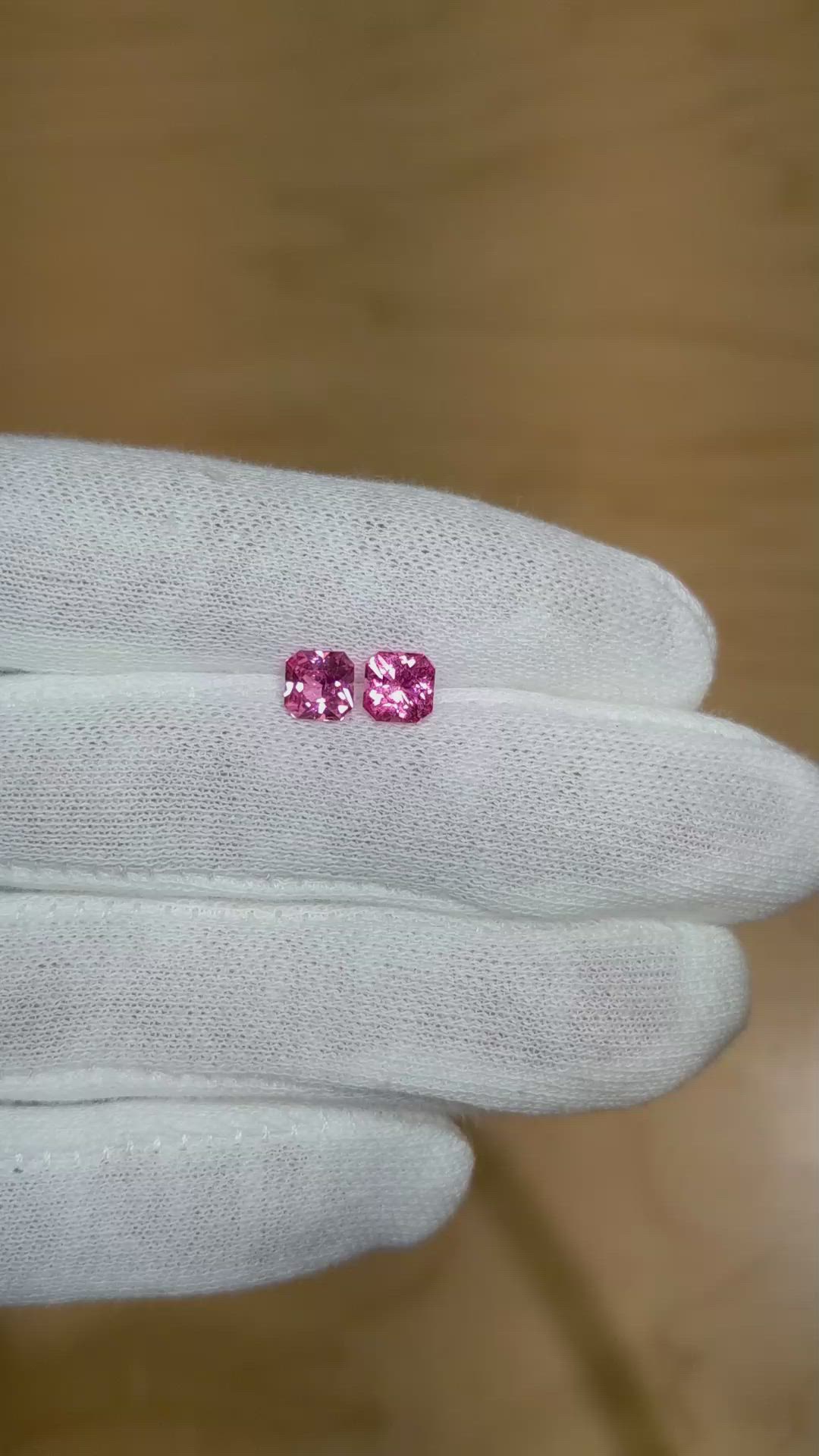 1.81&nbsp;Ct.Tw.Total Carat Weight Pink Sapphire Pair from Ceylon (Sri Lanka) Size Video