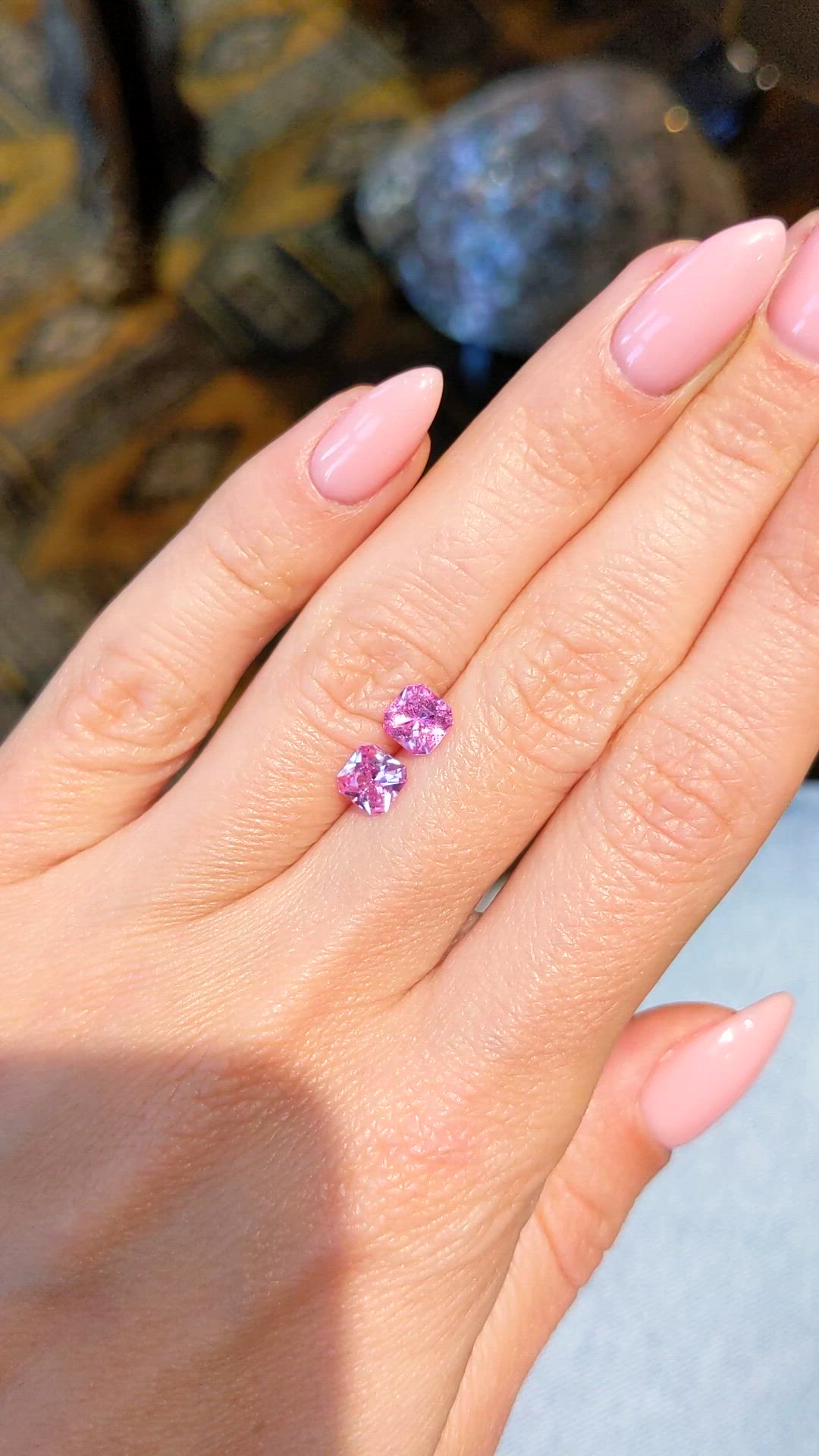 1.81&nbsp;Ct.Tw.Total Carat Weight Pink Sapphire Pair from Ceylon (Sri Lanka) Size Video