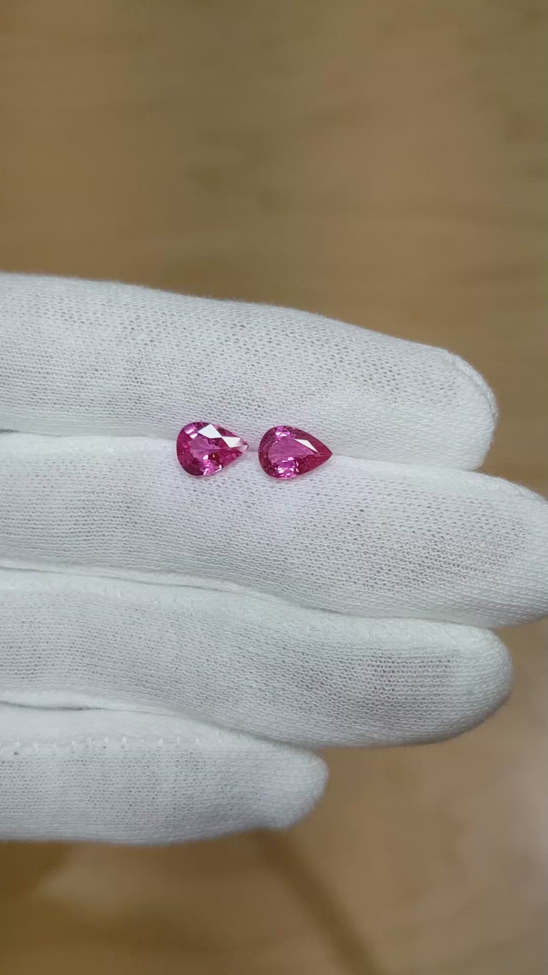 2.28 Ct.Tw.Total Carat Weight Pink Sapphire Pair from Ceylon (Sri Lanka) Size Video