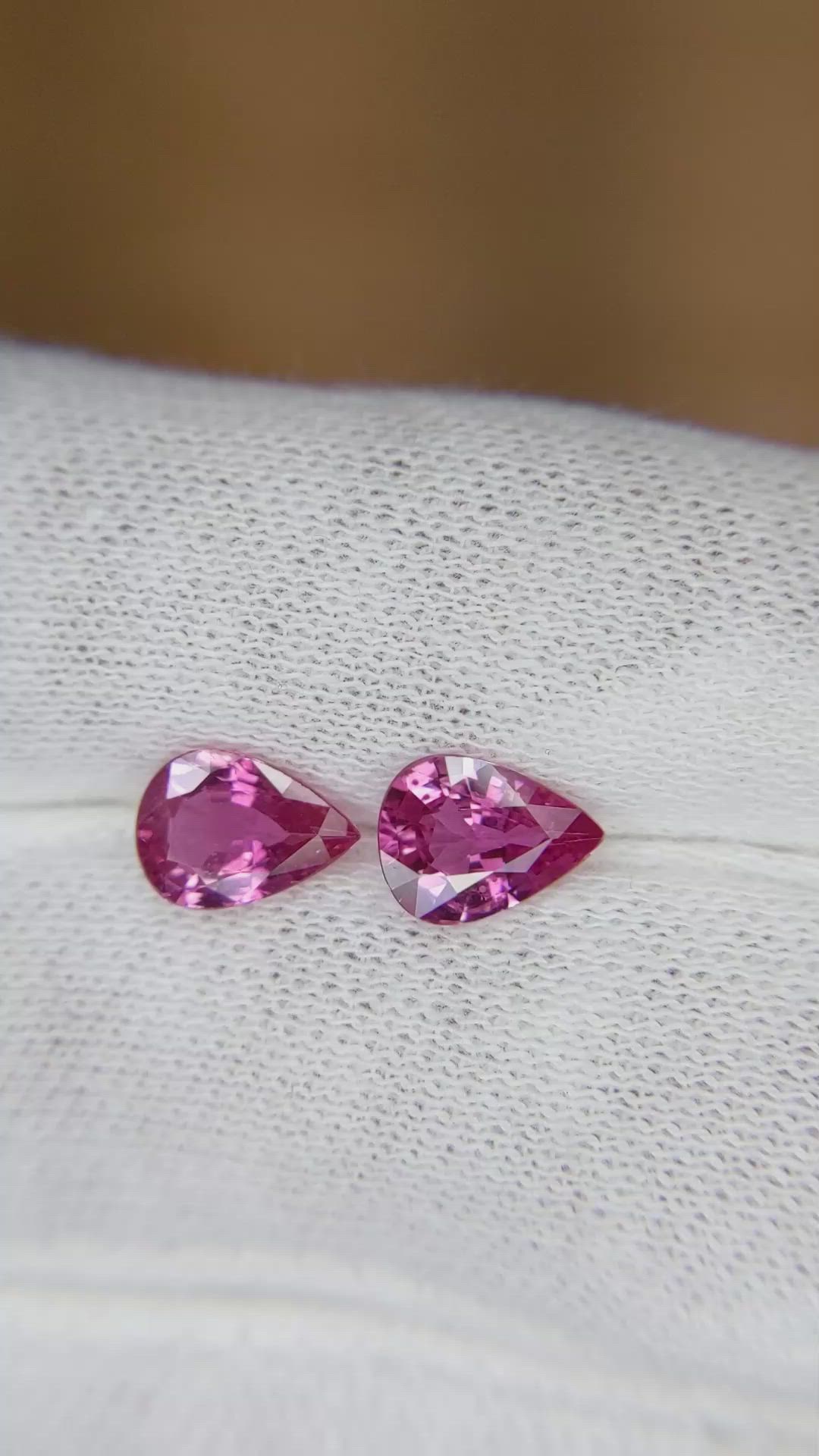 2.28 Ct.Tw.Total Carat Weight Pink Sapphire Pair from Ceylon (Sri Lanka) Size Video