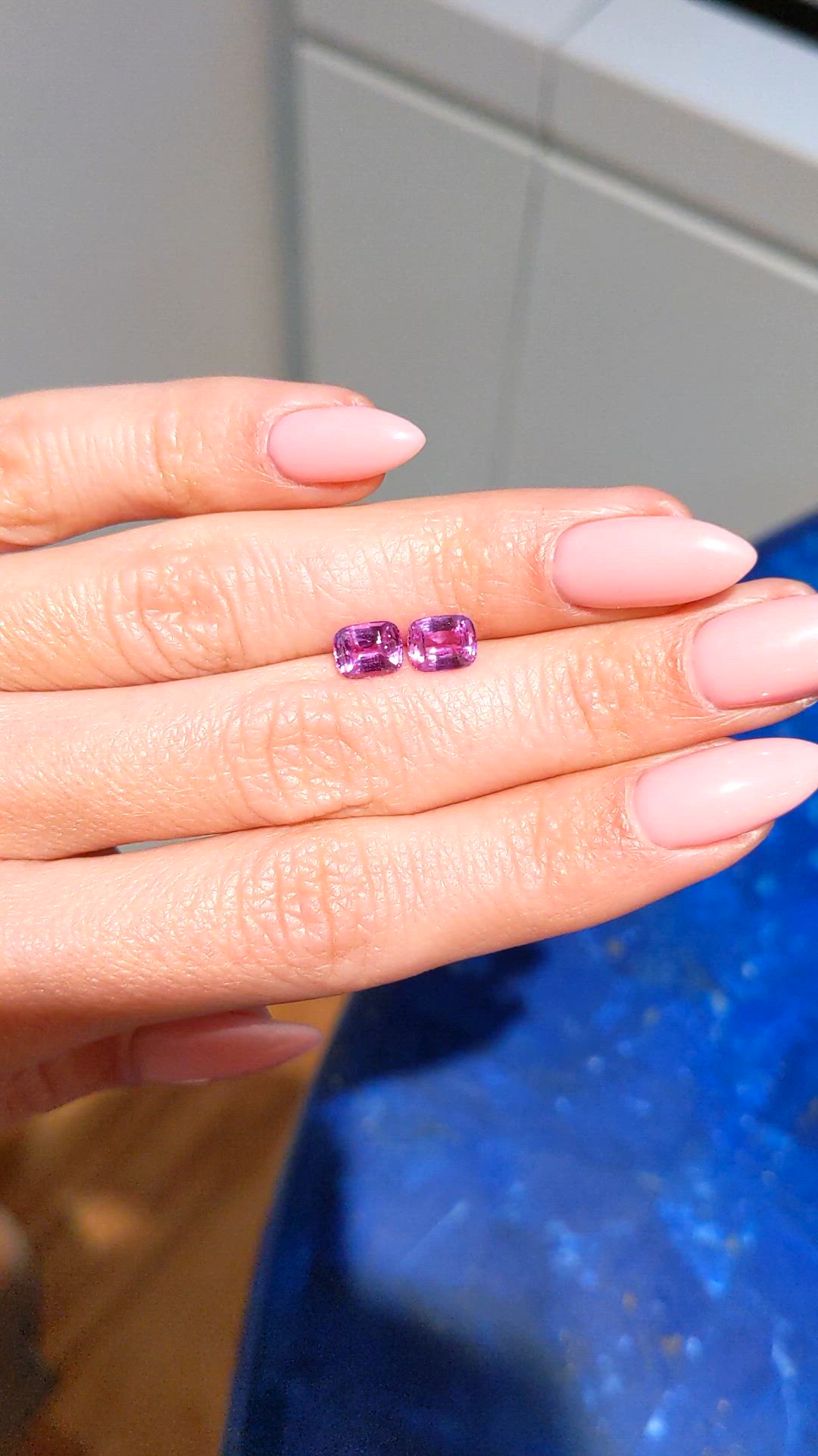 2.09 Ct.Tw.Total Carat Weight Pink Sapphire Pair from Ceylon (Sri Lanka) Size Video