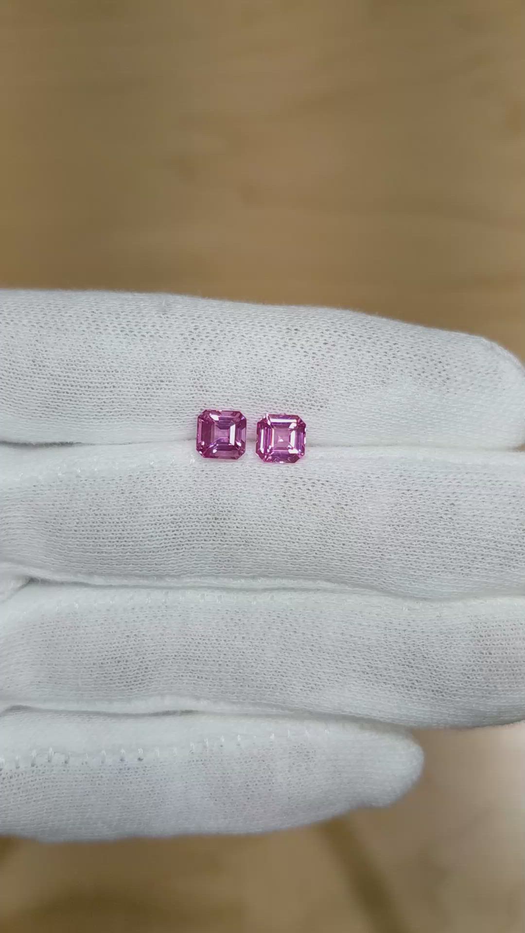 2.41 Ct.Tw.Total Carat Weight Pink Sapphire Pair from Ceylon (Sri Lanka) Size Video