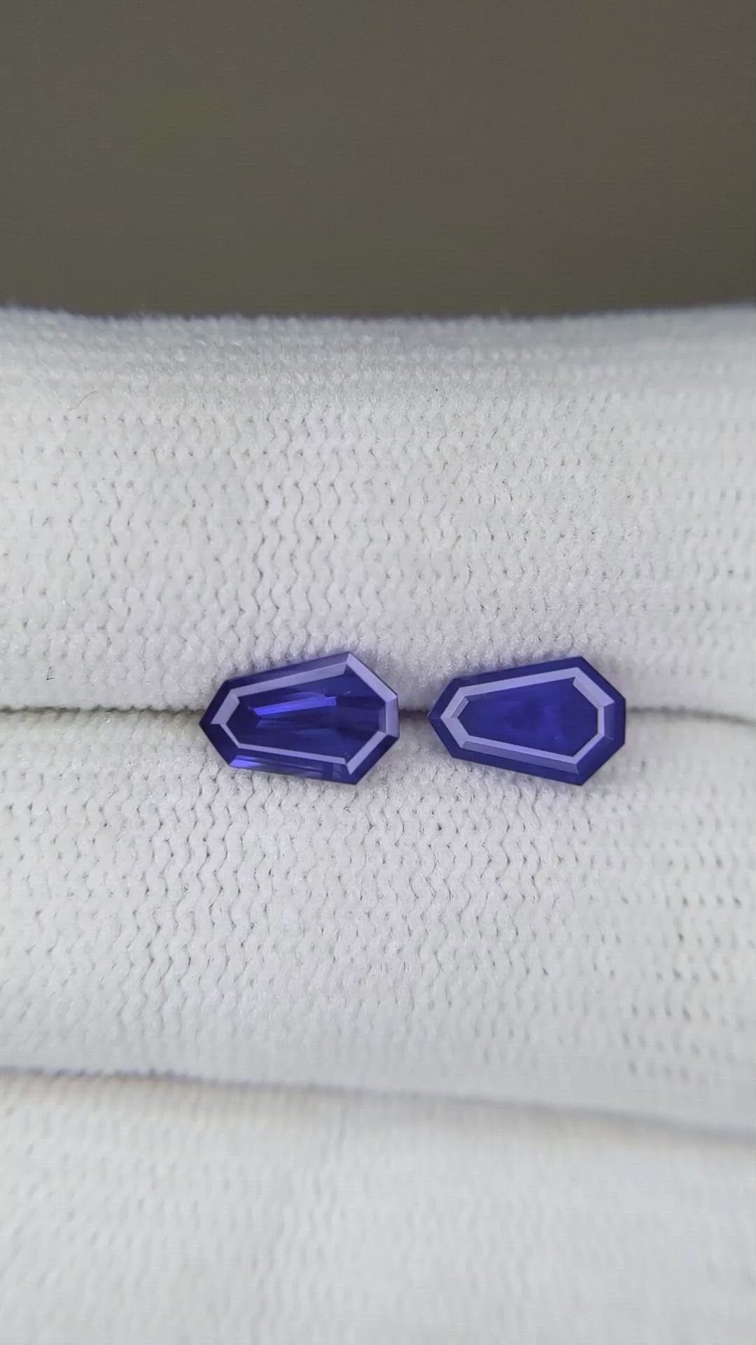 1.45 Ct.Tw.Total Carat Weight Blue Sapphire Pair from Ceylon (Sri Lanka) Size Video