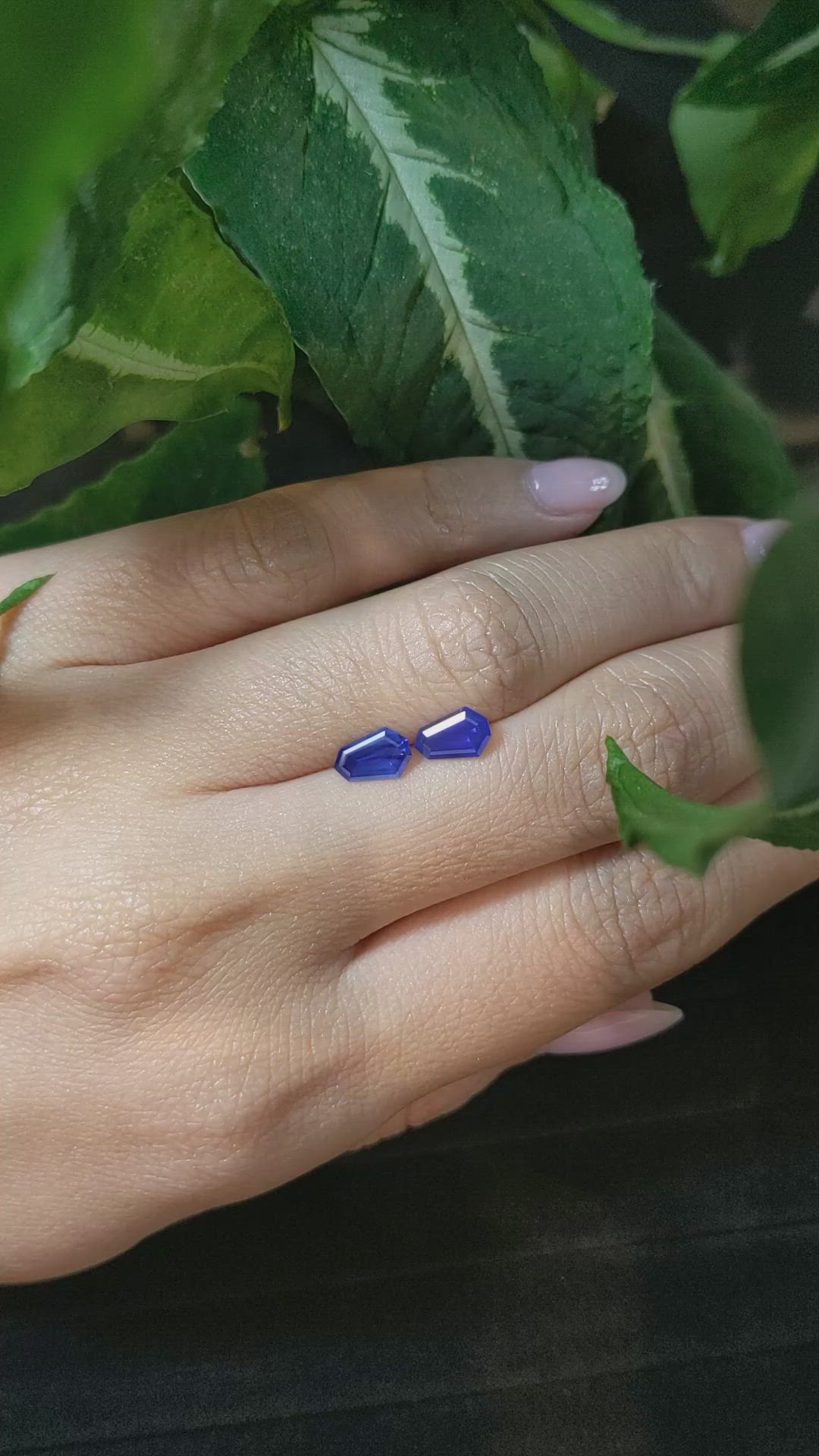 1.45 Ct.Tw.Total Carat Weight Blue Sapphire Pair from Ceylon (Sri Lanka) Size Video