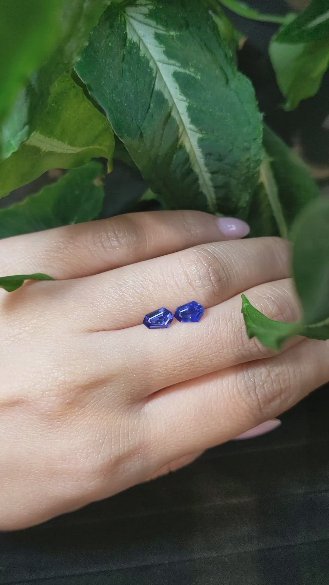 1.30&nbsp;Ct.Tw.Total Carat Weight Blue Sapphire Pair from Ceylon (Sri Lanka) Size Video