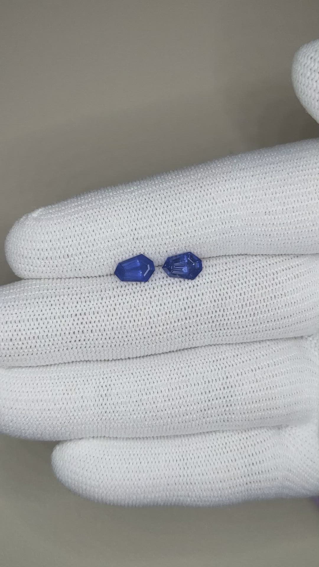 1.72 Ct.Tw.Total Carat Weight Blue Sapphire Pair from Ceylon (Sri Lanka) Size Video